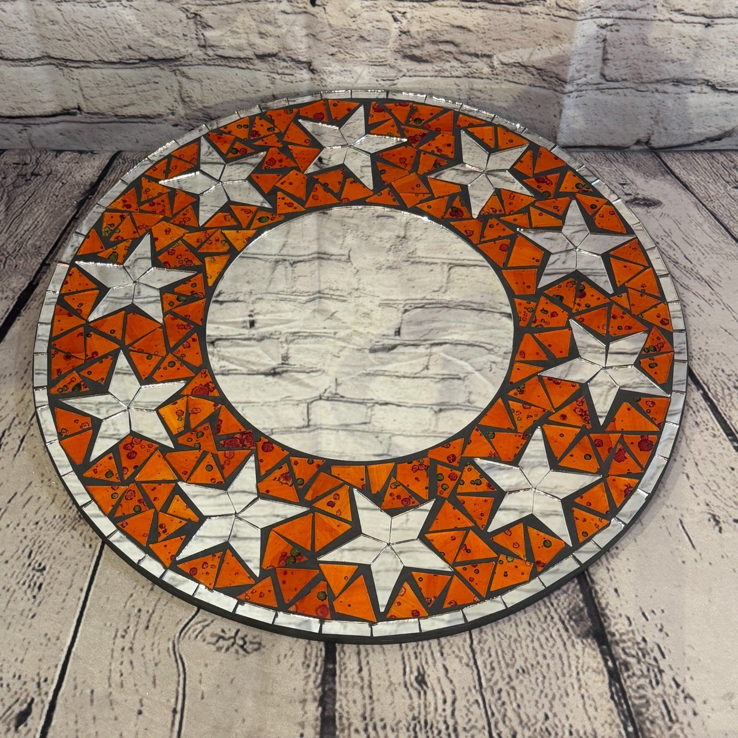 Orange Star Black Mosaic Tile Wall Mirror 40cm x 40cm 16 Inches Handmade2