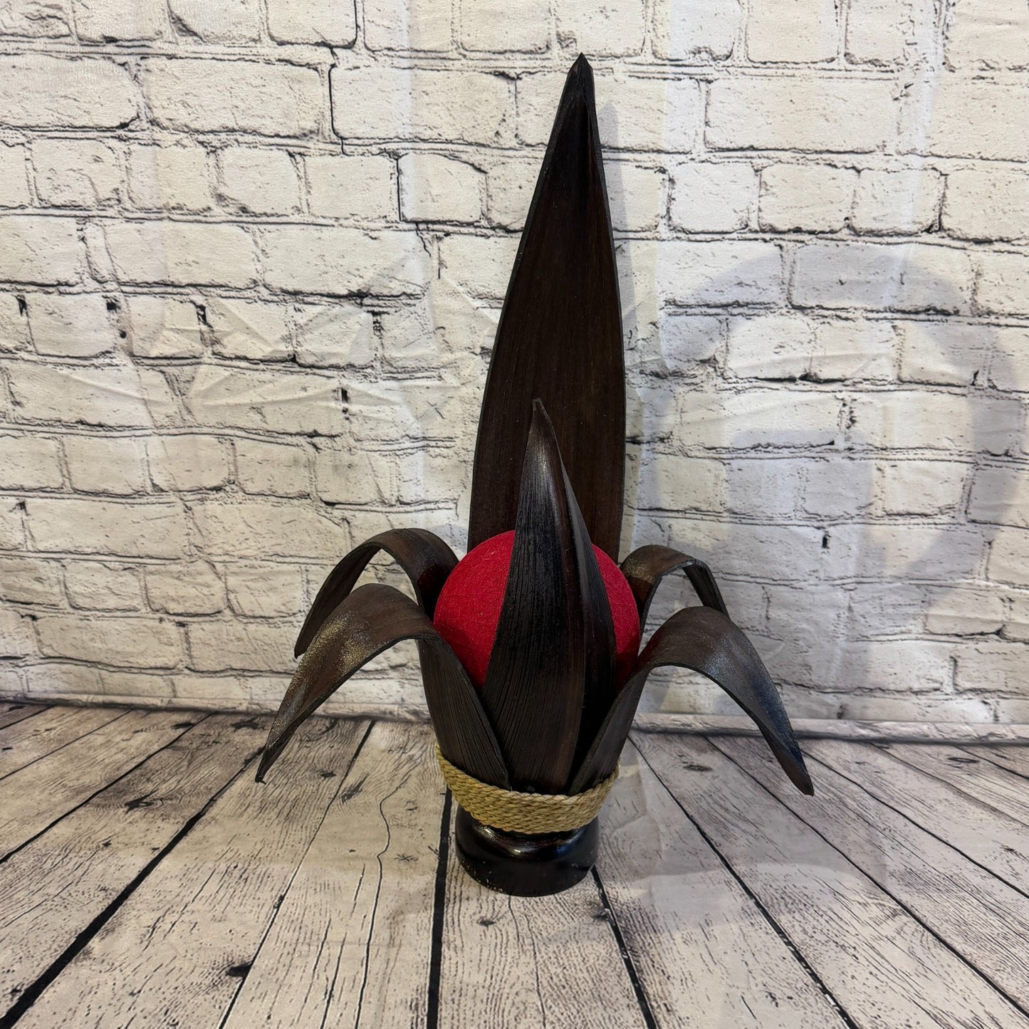 Red Light Brown Natural 55cm Tall Leaf Lamp Twist LED UK Mains Plug Design 11