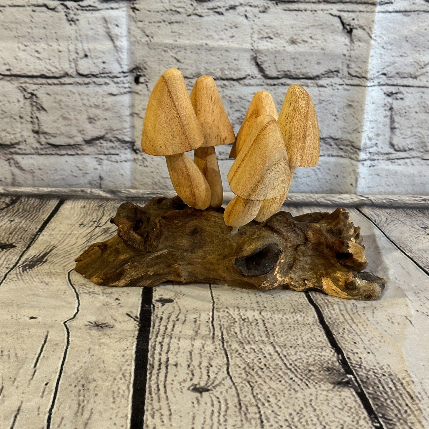 Five Large  Mushrooms Parasite Ornament Natural Carving Fairtrade Wooden3
