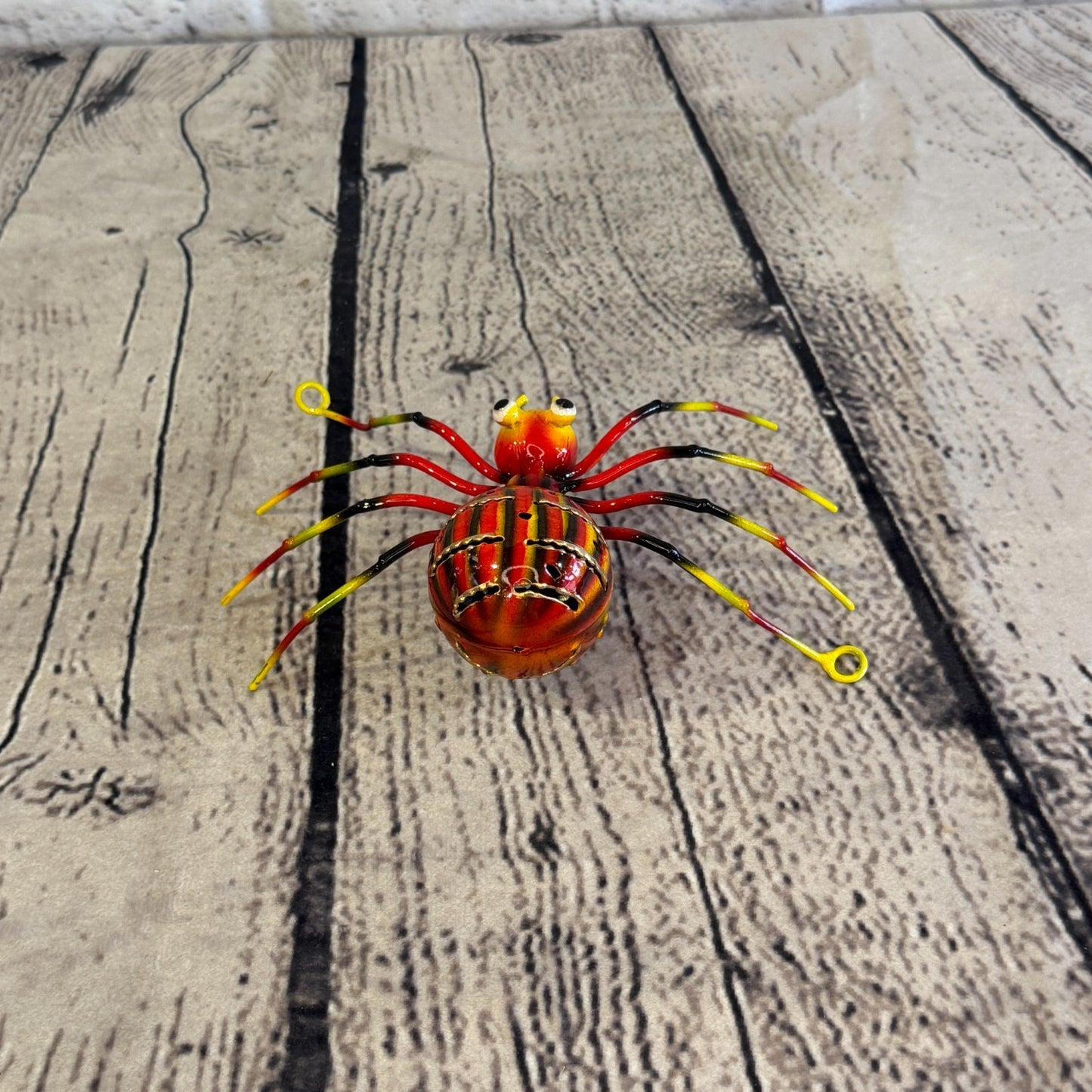 15cm x 10cm Small Colourful Orange Spider Metal Tin Standing Ornament Statue4