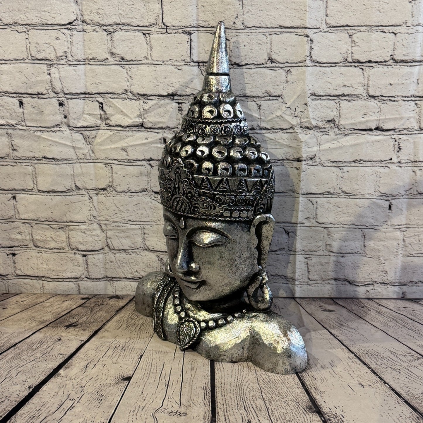 50cm Silver Head Shoulder Buddha Ornament Sculpture Statue Buddhas Handcarved1