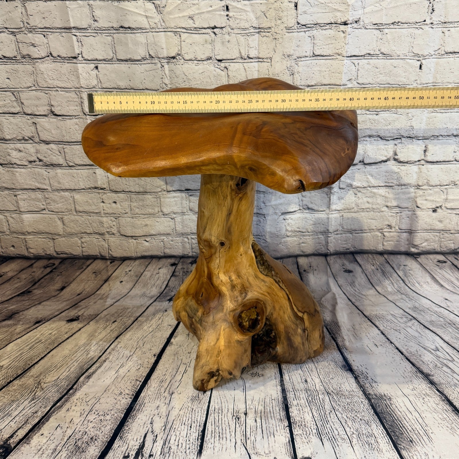 50cm x 40cm Dome Wooden Mushroom Toadstool Sculpture Garden Teak Root Ornament5