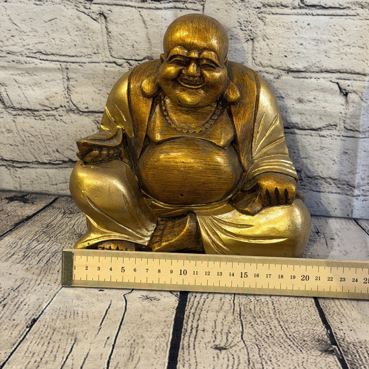 Bronze & Bronze 20cm x 20cm Large Chinese Buddha Sitting On Lotus Statue Resin6