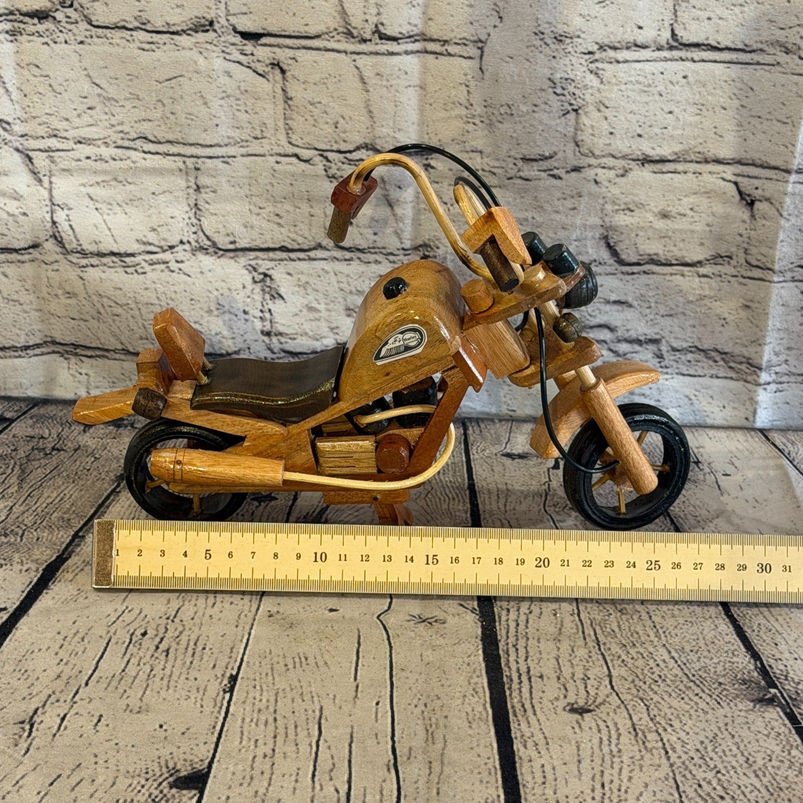 25cm Large Light Wood Motorbike Motorcycle Model Wooden Ornament Decorative Bike6