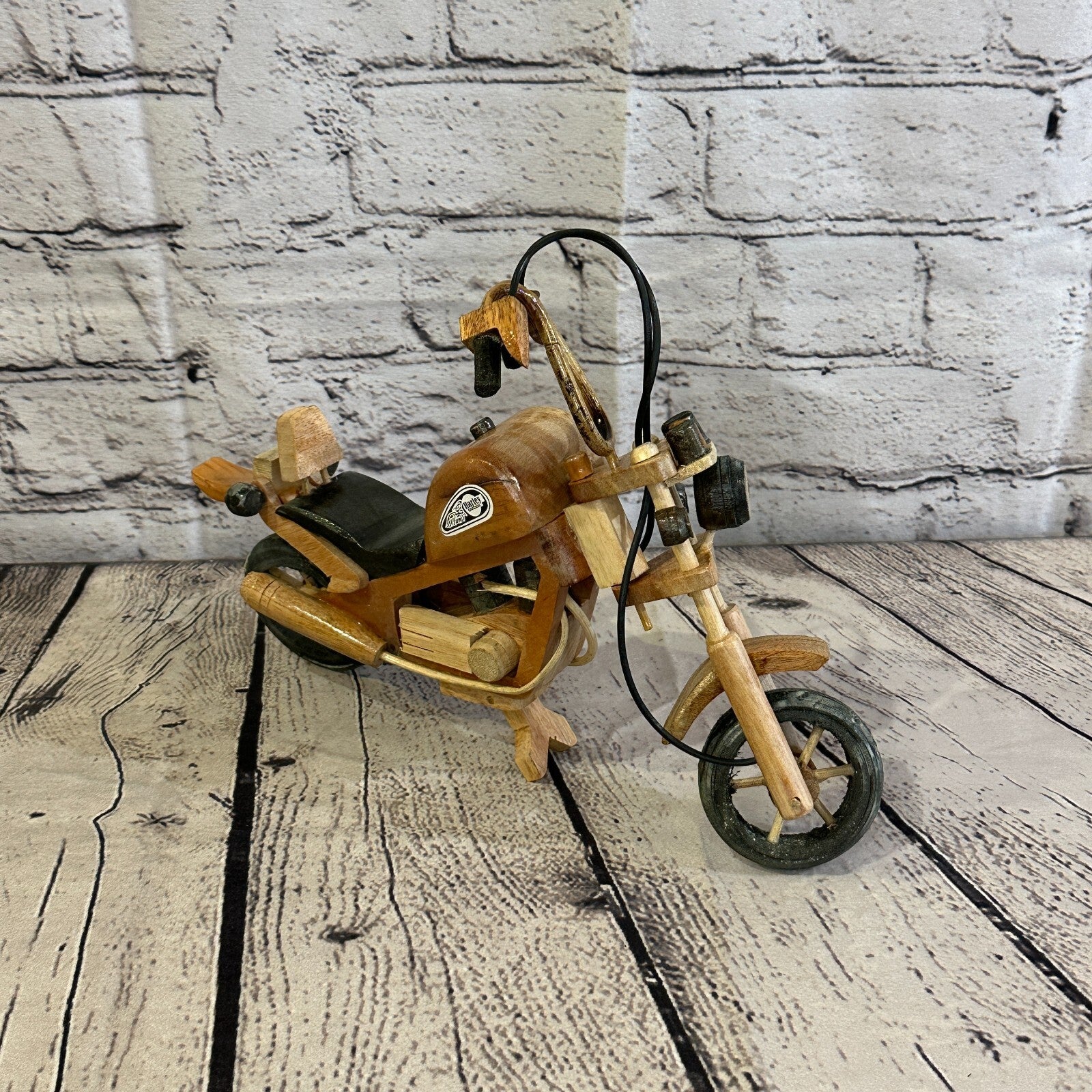 25cm Large Light Wood Motorbike Motorcycle Model Wooden Ornament Decorative Bike3