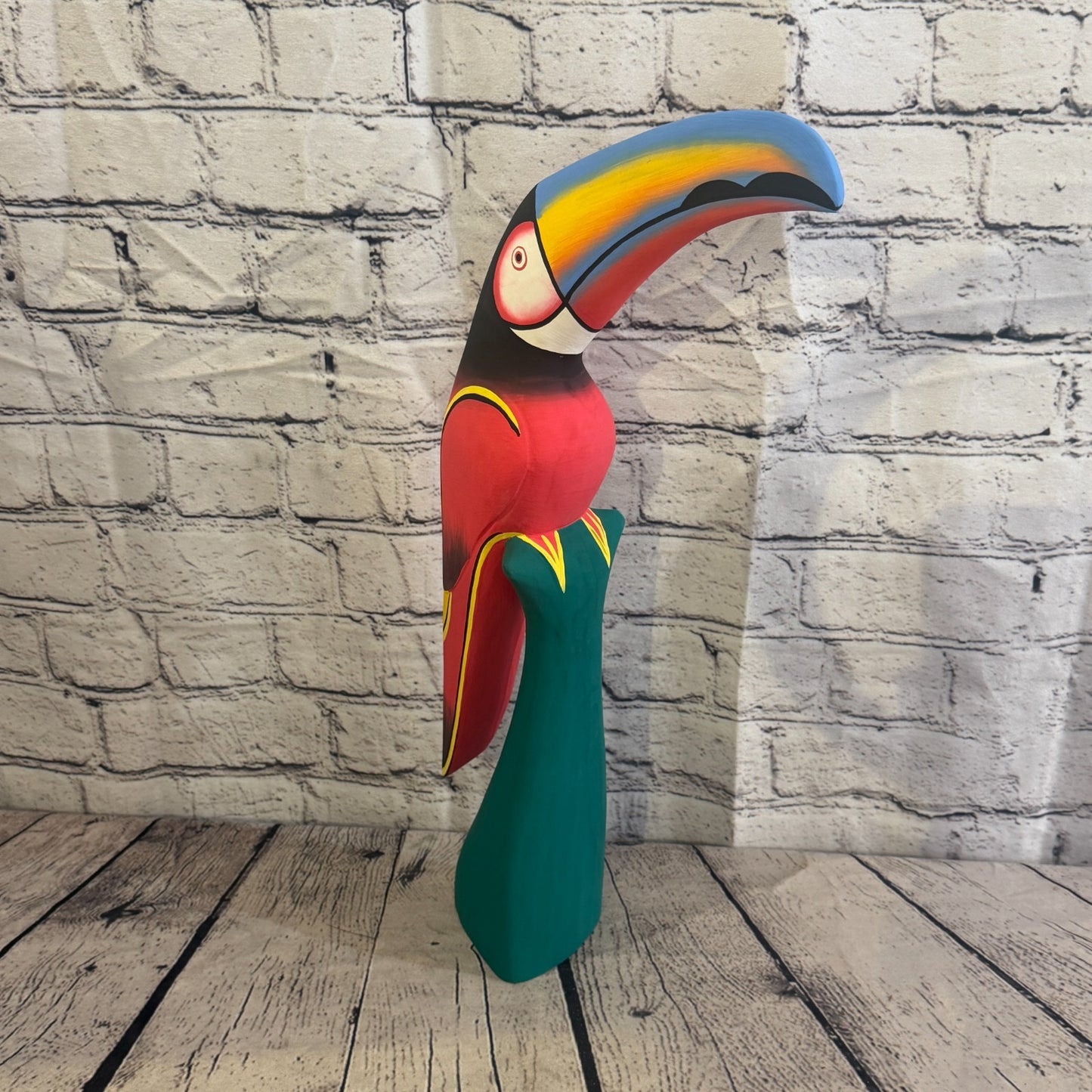 40cm Dark Red Toucan Bird Ornament Statue Fair Trade Hand Made Carved Wood2