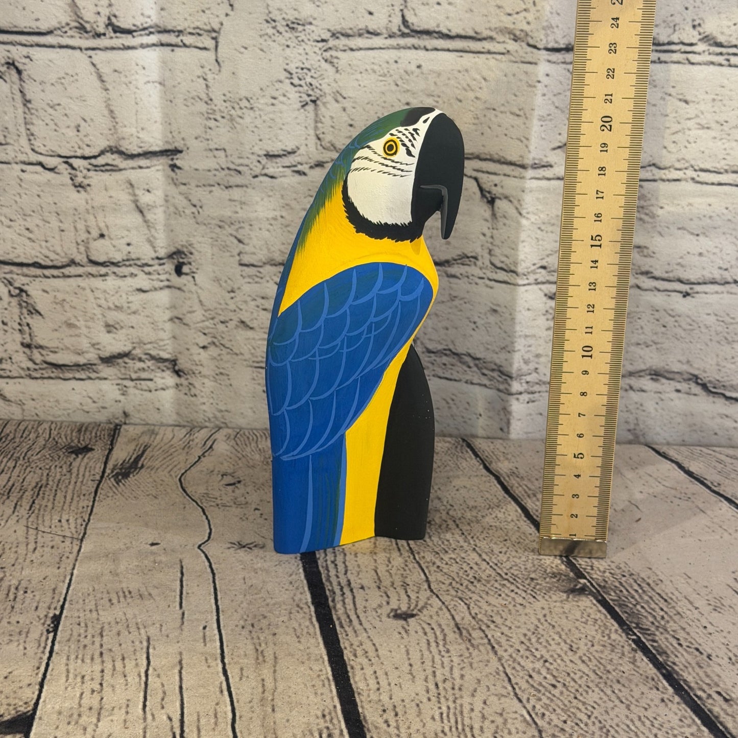 20cm Bright Blue Parrot Bird Ornament Statue Fair Trade Hand Made Carved Wood5