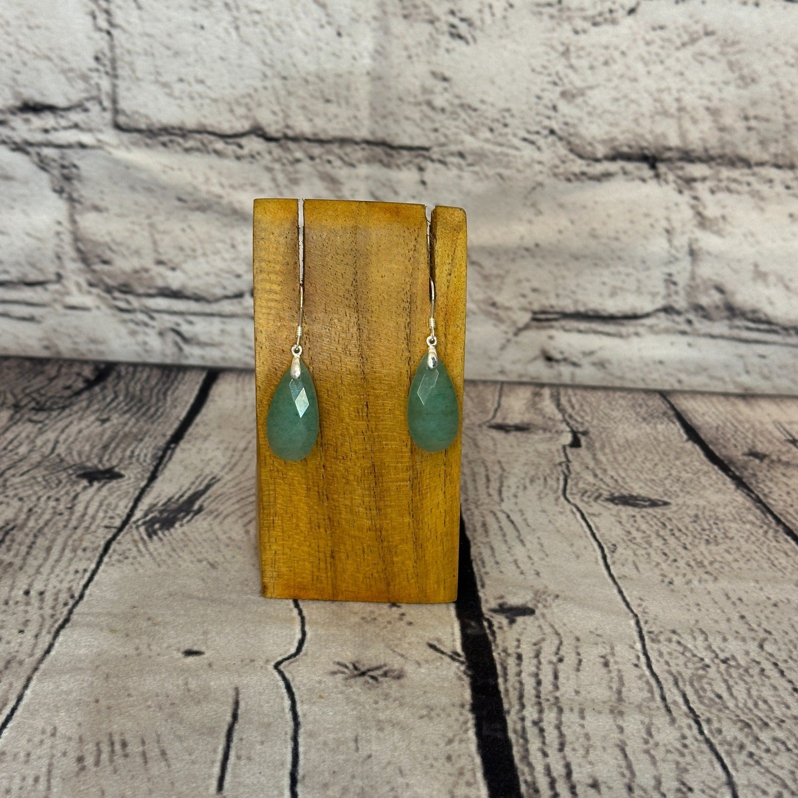Adventrine Faceted Stone 925 Silver Dangle Drop Earrings Handmade Jewellery0