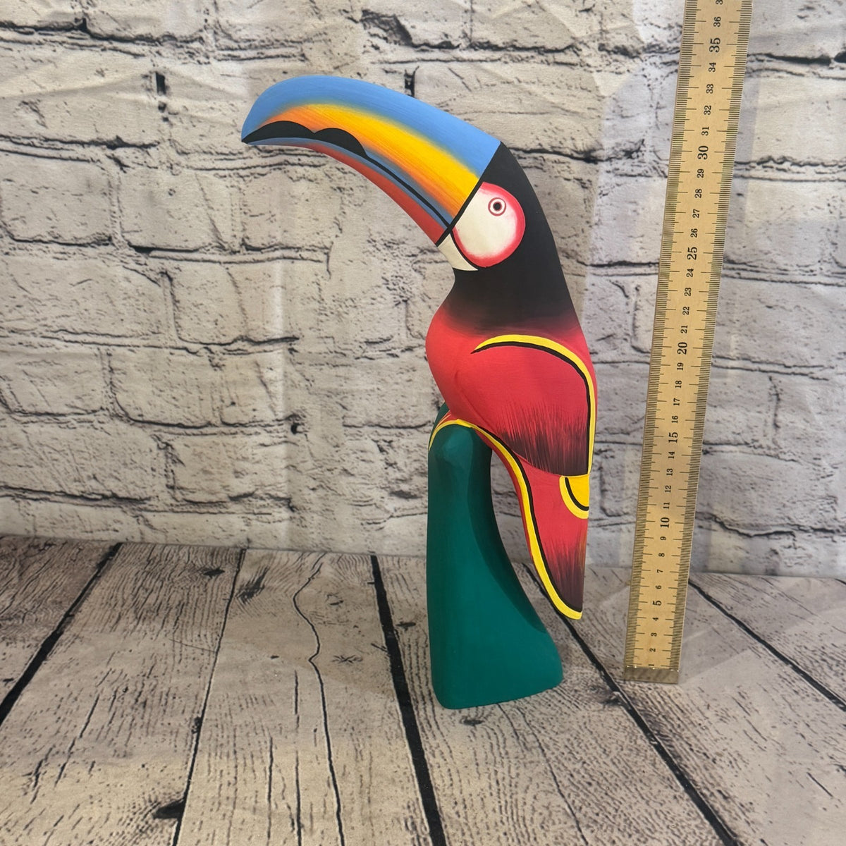 30cm Dark Red Toucan Bird Ornament Statue Fair Trade Hand Made Carved Wood6