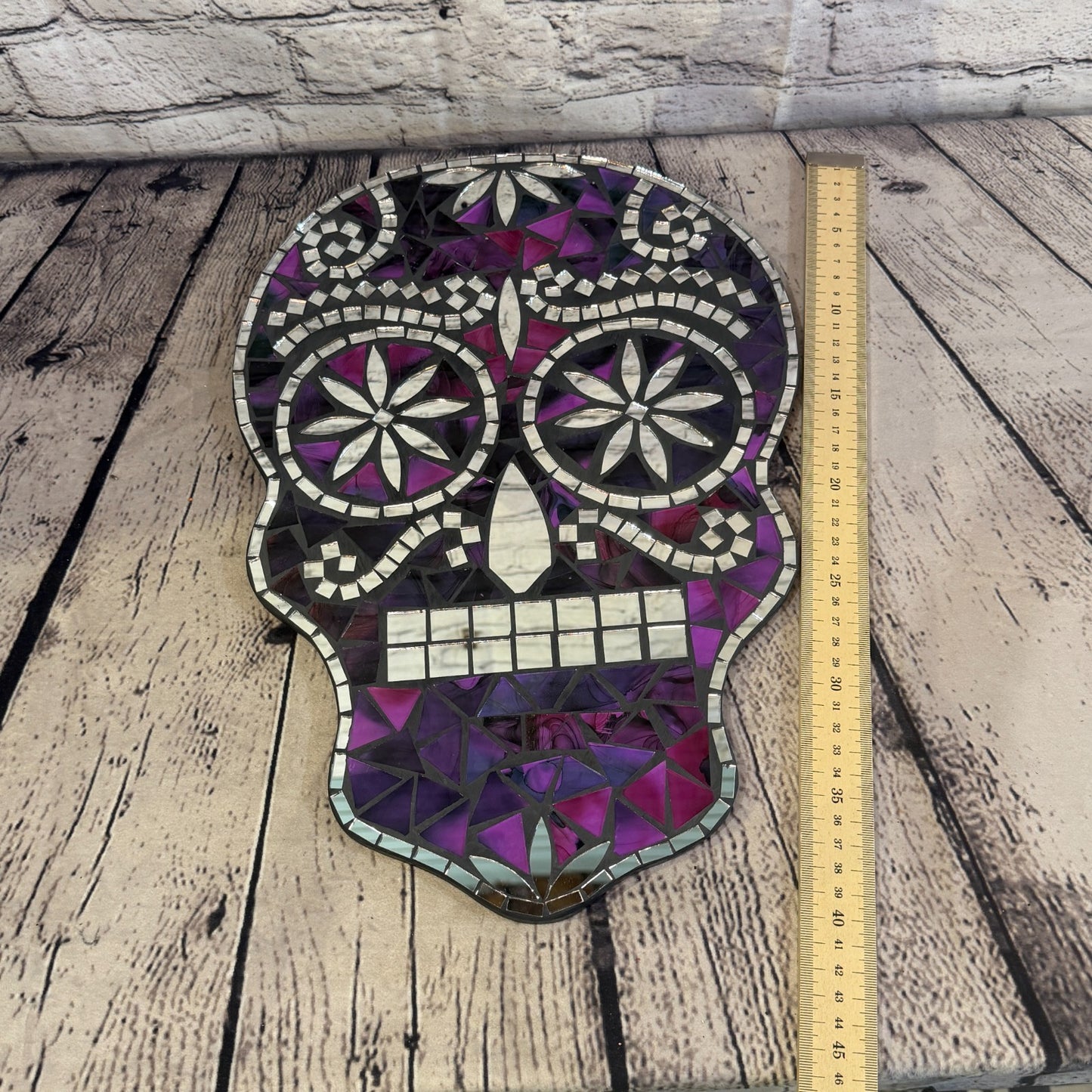Purple Skull Mosaic Tile Wall Mirror 40cm x 28cm 16 Inches Handmade New5