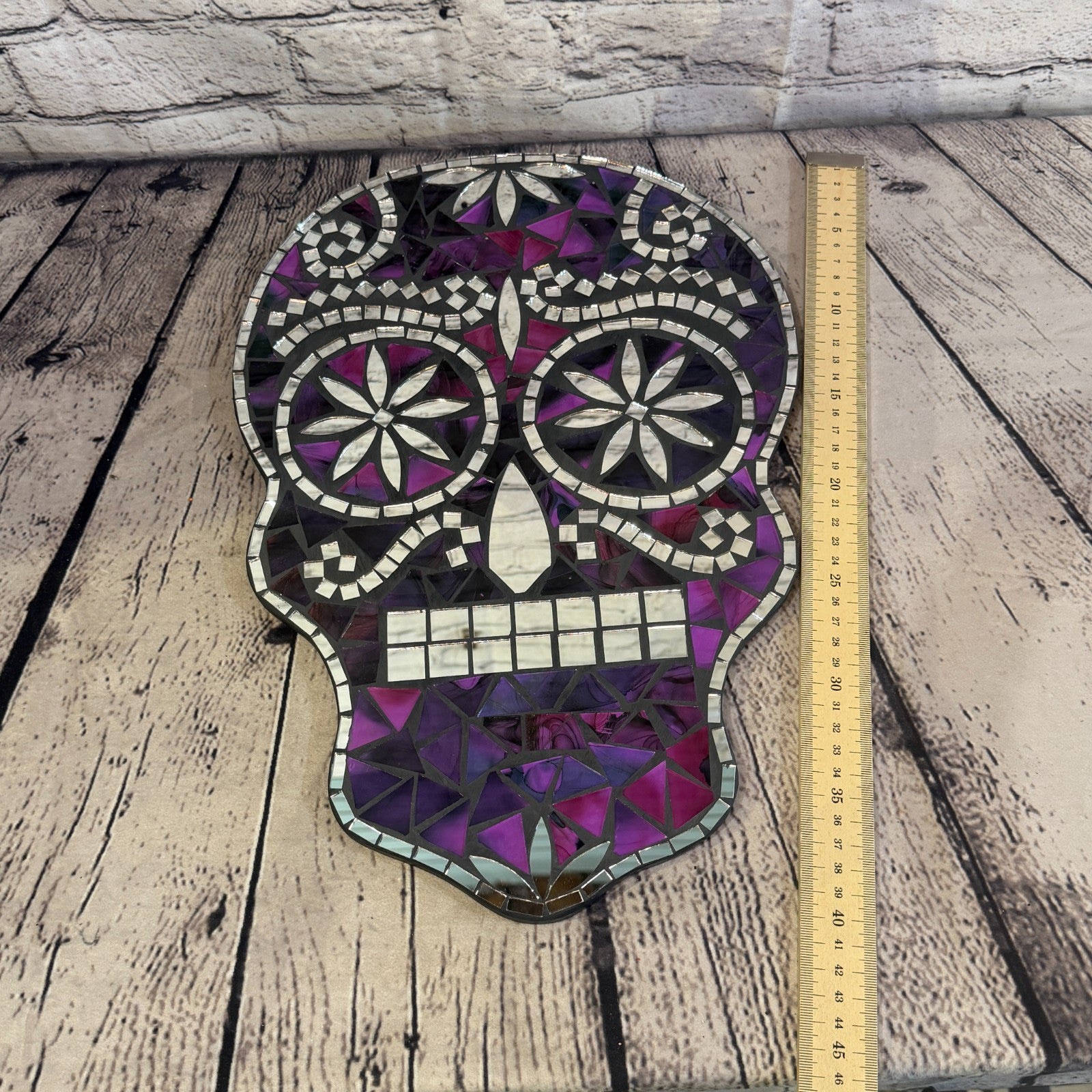 Purple Skull Mosaic Tile Wall Mirror 40cm x 28cm 16 Inches Handmade New5