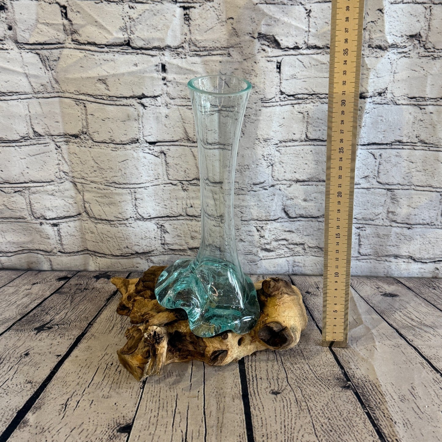 35cm Tall Vase Colour Melted Glass Wood Decorative Vase Glass Sculpture Crafted5