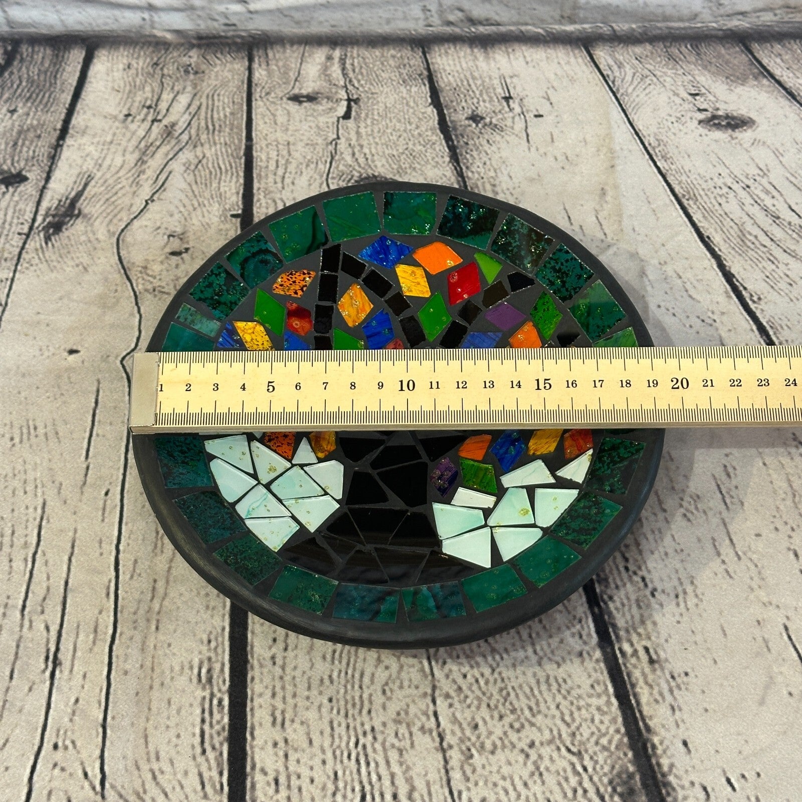 20cm Rainbow Tree Of Life Round Mosaic Handmade Ceramic Glass Tile Bowl Fruit1