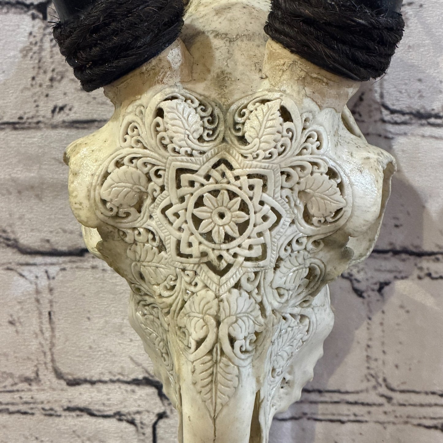 30cm Carved Buffalo Ram Wild Replica Skulls Wall Hanging Carved Stand Design 53
