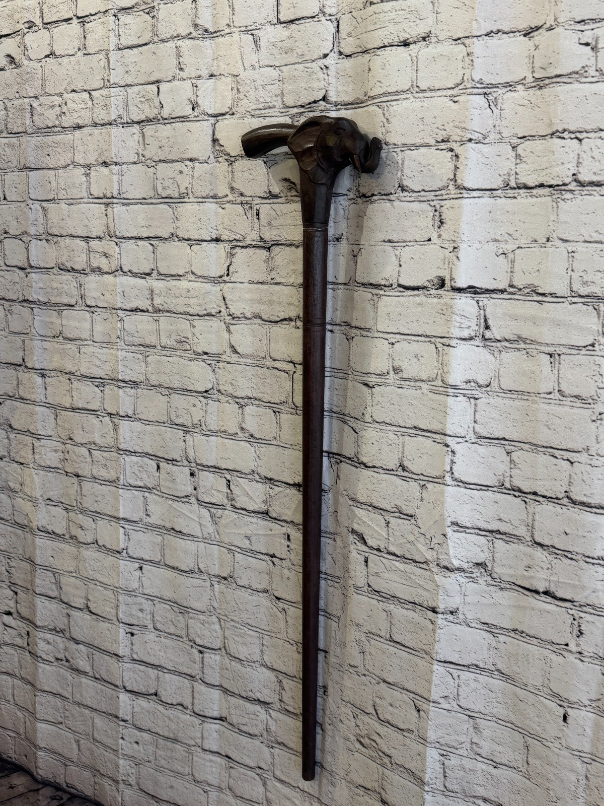 Elephant Head 90cm Tribal African Walking Stick Cane Hand Carved Dark Wood2