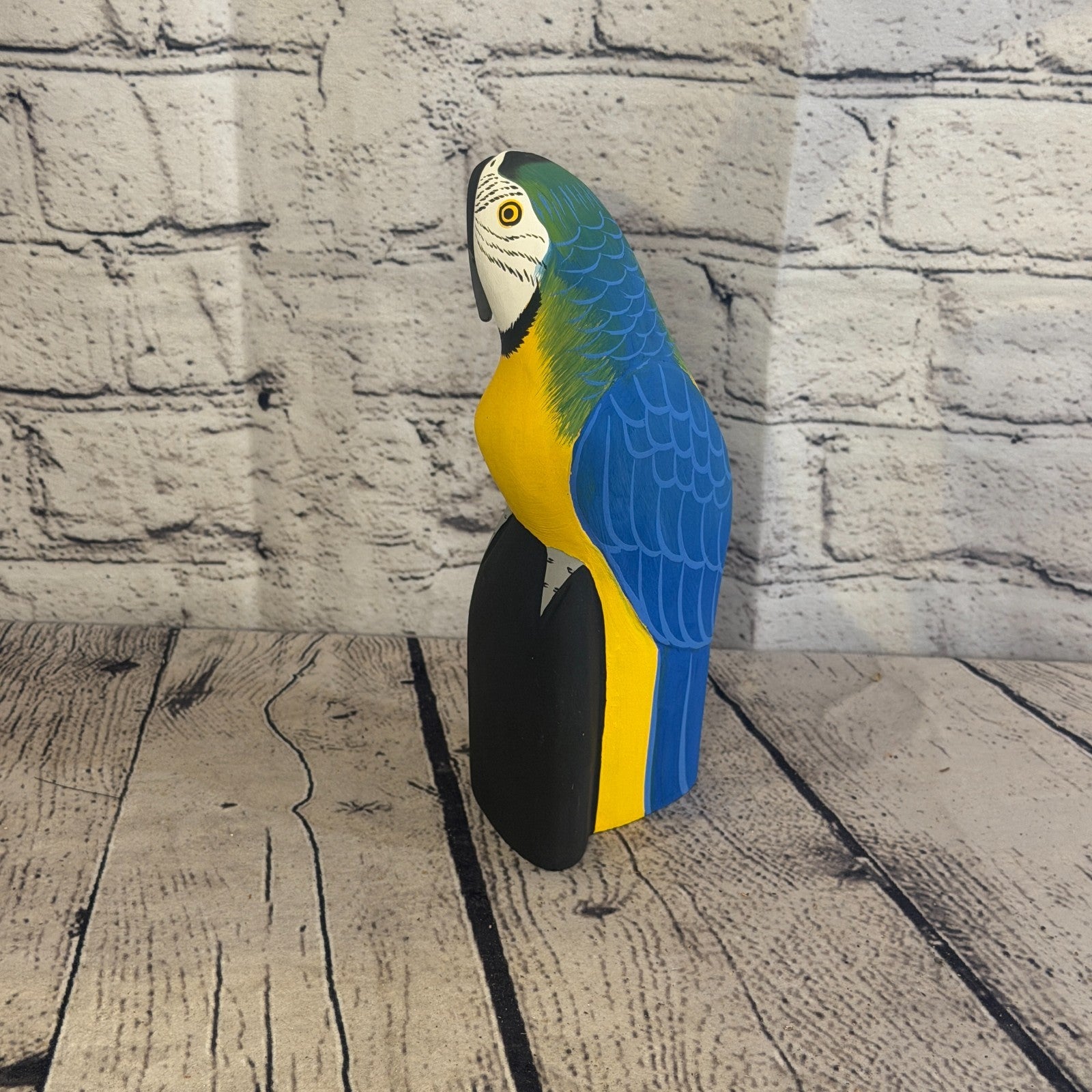 20cm Bright Blue Parrot Bird Ornament Statue Fair Trade Hand Made Carved Wood3
