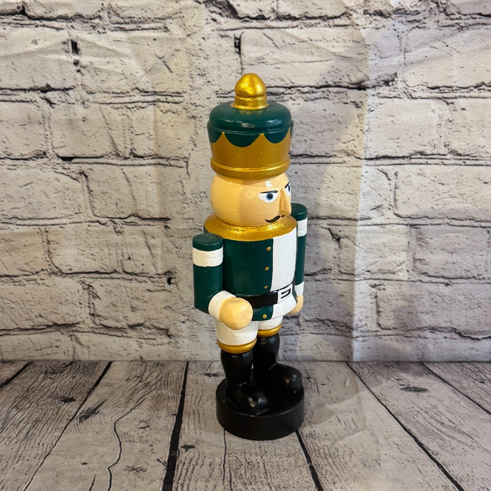 30cm Green Top Hat Nut Cracker Soldier Handcrafted Wood Xmas Christmas Ornament2