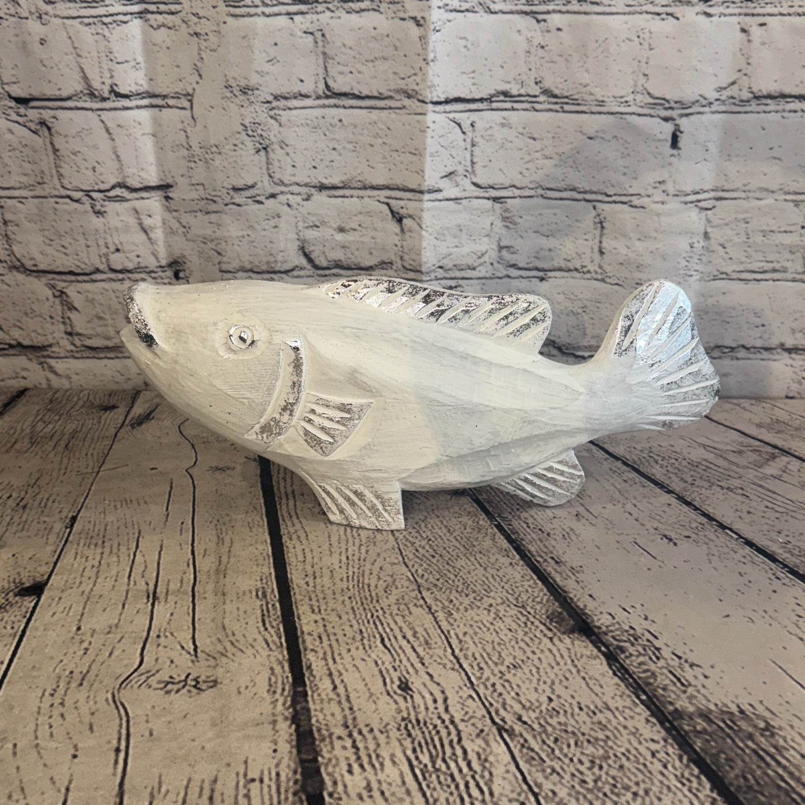 30cm x 15cm Trout Silver White Fish Wood Coastal Ocean Bathroom Decoration4
