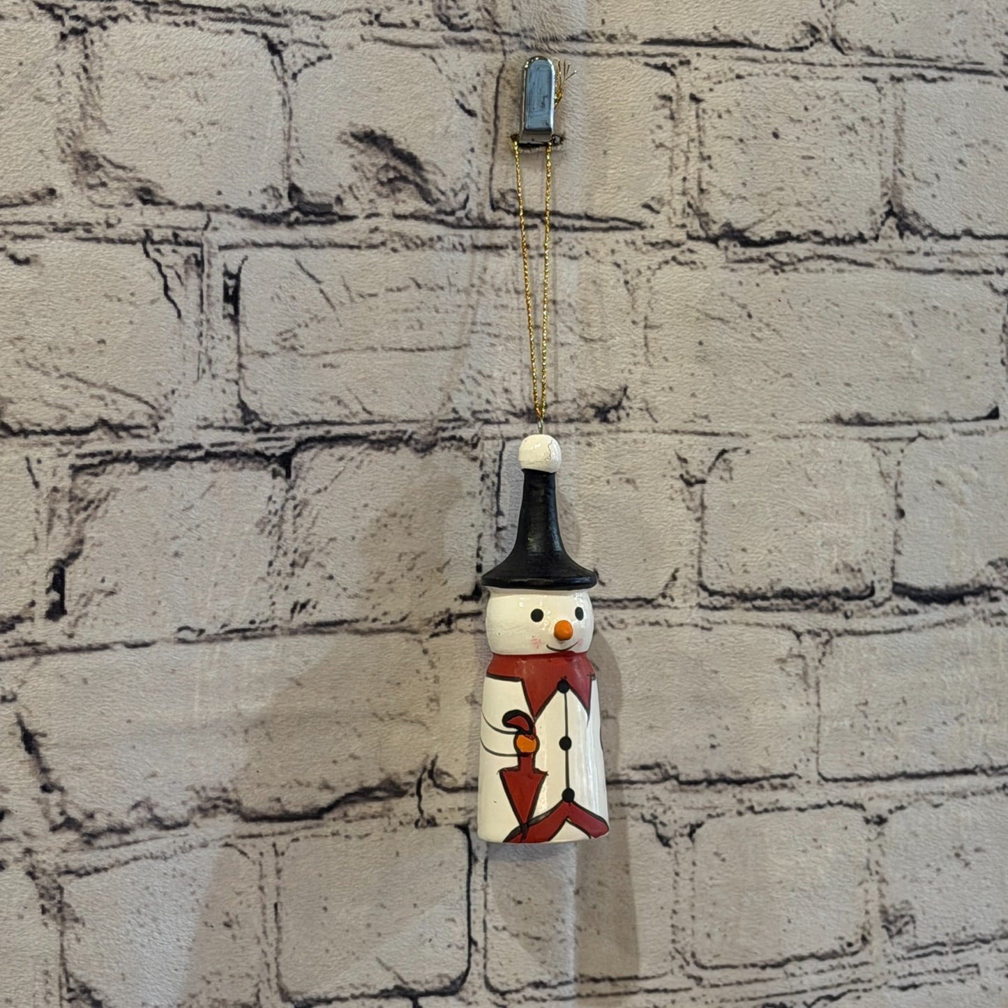 12cm Wall Hanging Snowman Christmas Figurine Folk Art Wood Handmade0