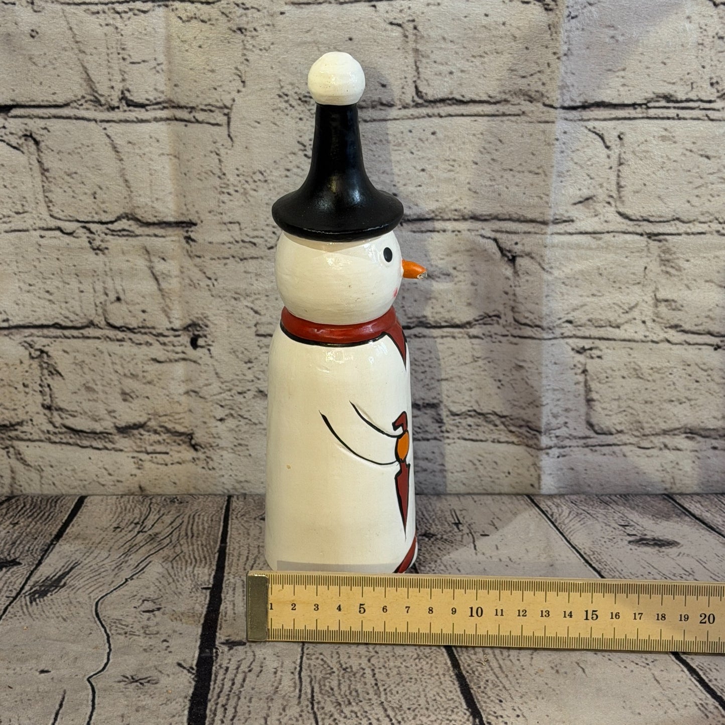 25cm x 8cm Black Pointy Hat Snowman Handcrafted Wood Xmas Christmas Ornament7
