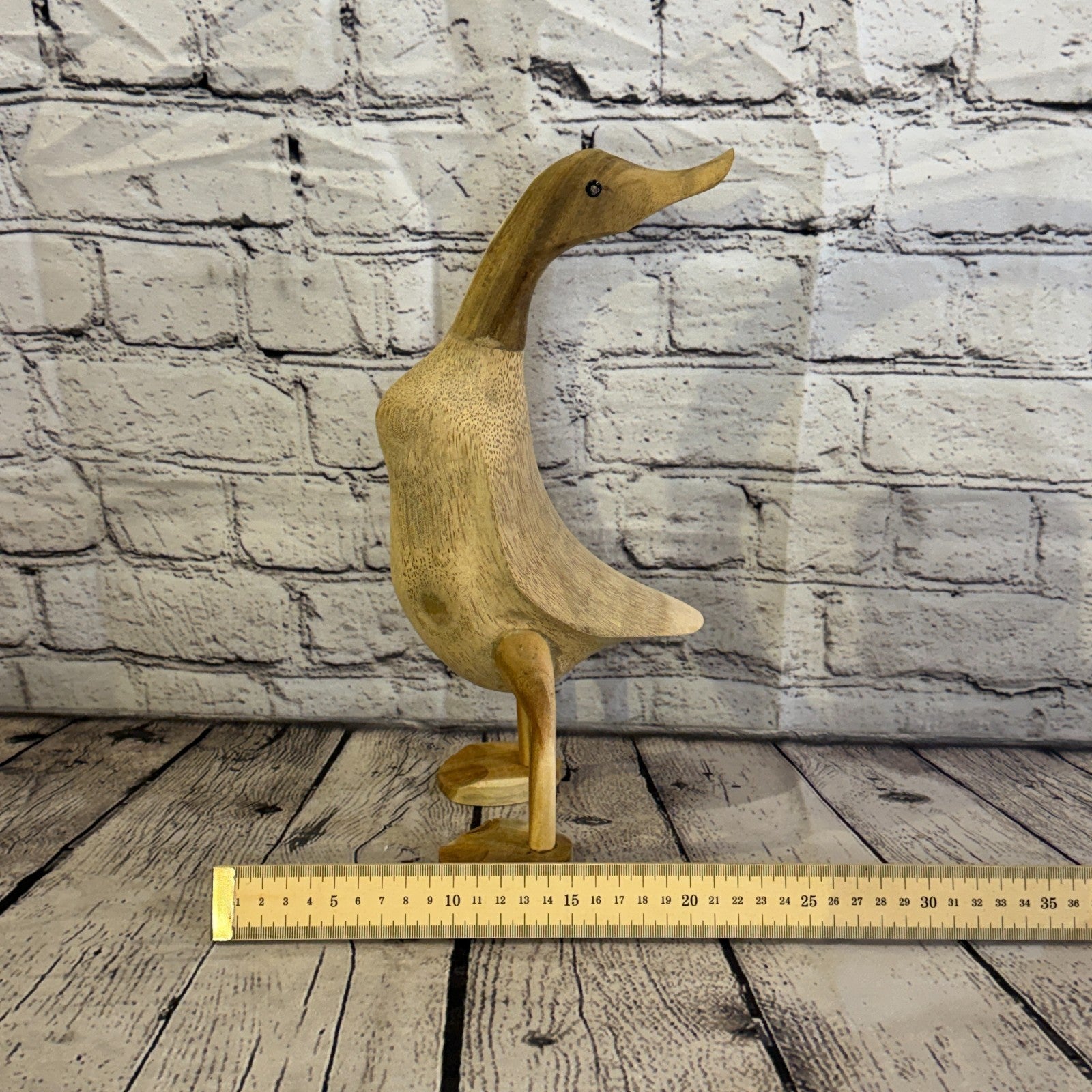 Looking Back 30cm Tall Wooden Smooth Duckling Baby Duck Bamboo Root Fairtrade7