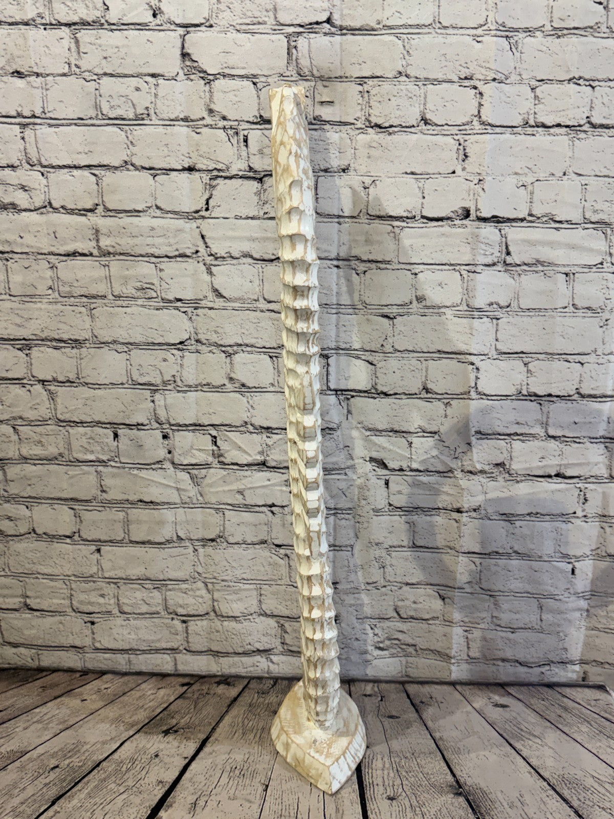 80cm White Wooden Shabby Seahorse Statue Ornament Fair Trade Handcarved4