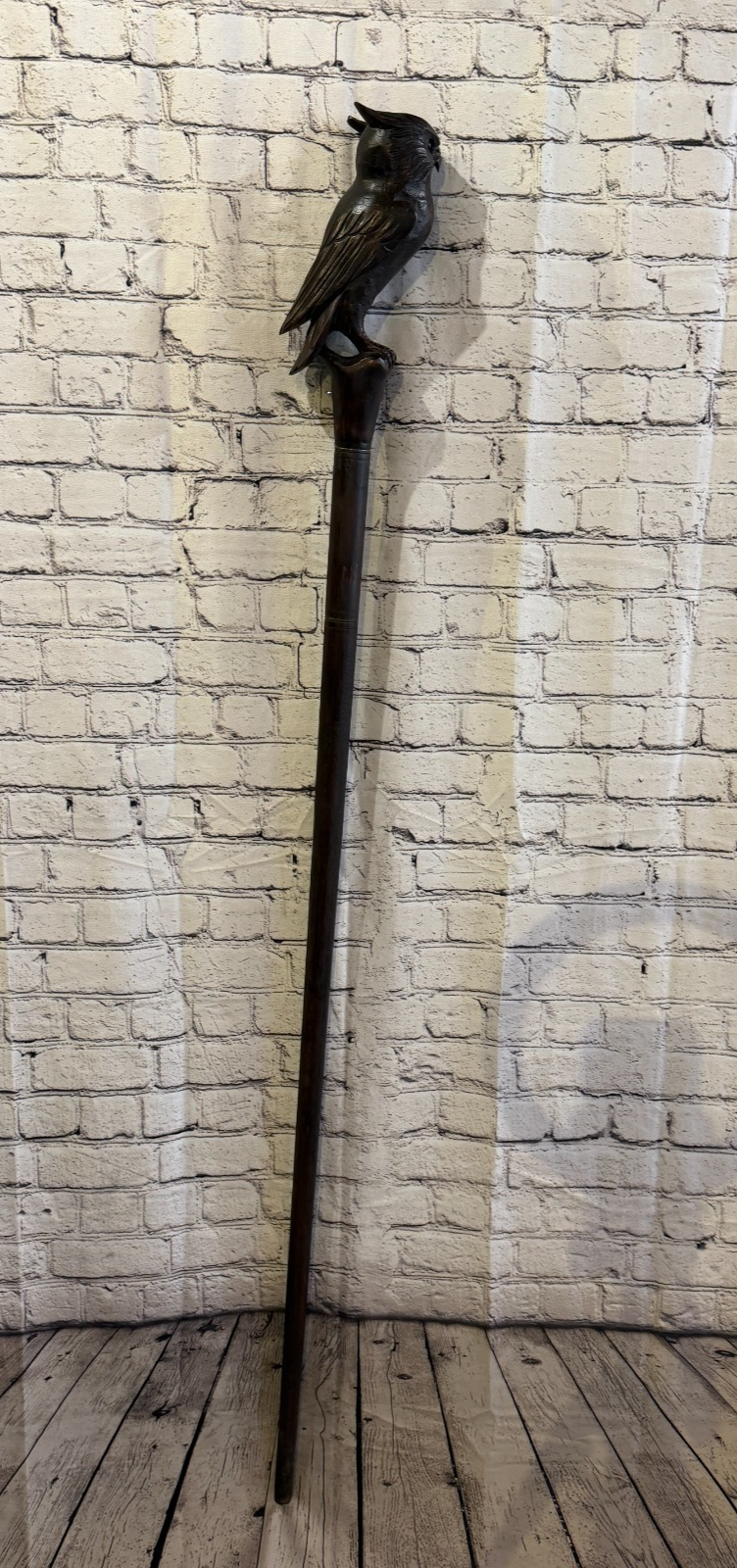 Owl Carving 140cm Tribal African Walking Stick Staff Cane Hand Carved Dark Wood4