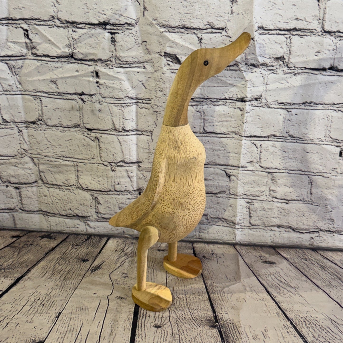 Looking Left 40cm Tall Wooden Smooth Duckling Baby Duck Bamboo Root Fairtrade0