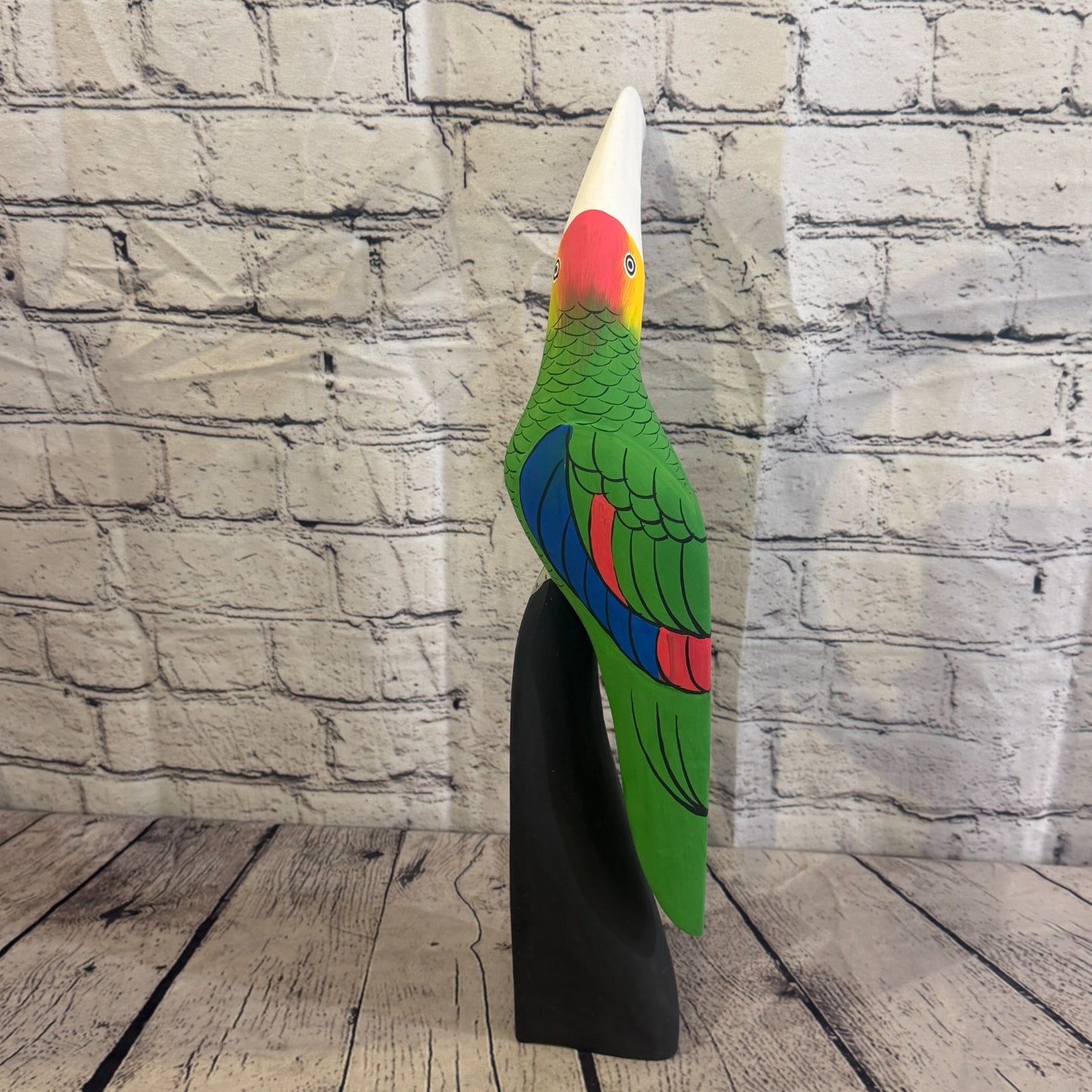 40cm Bright Green Toucan Bird Ornament Statue Fair Trade Hand Made Carved Wood5