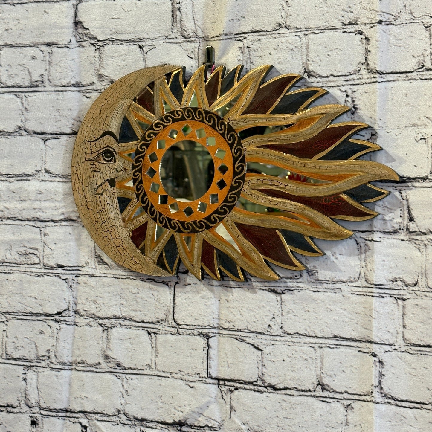 Gold Full Moon Mosaic Tile Wall Mirror 40cm x 25cm 16 Inches Handmade Fairtrade1