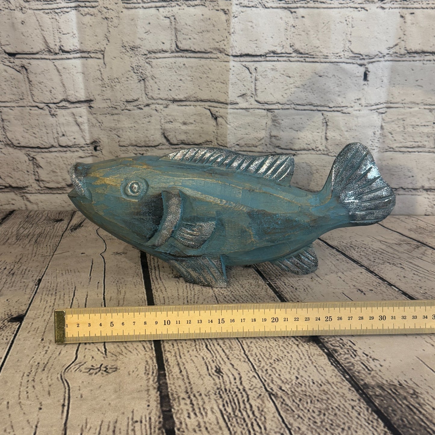 30cm x 15cm Trout Silver Blue Fish Wood Coastal Ocean Bathroom Decoration6