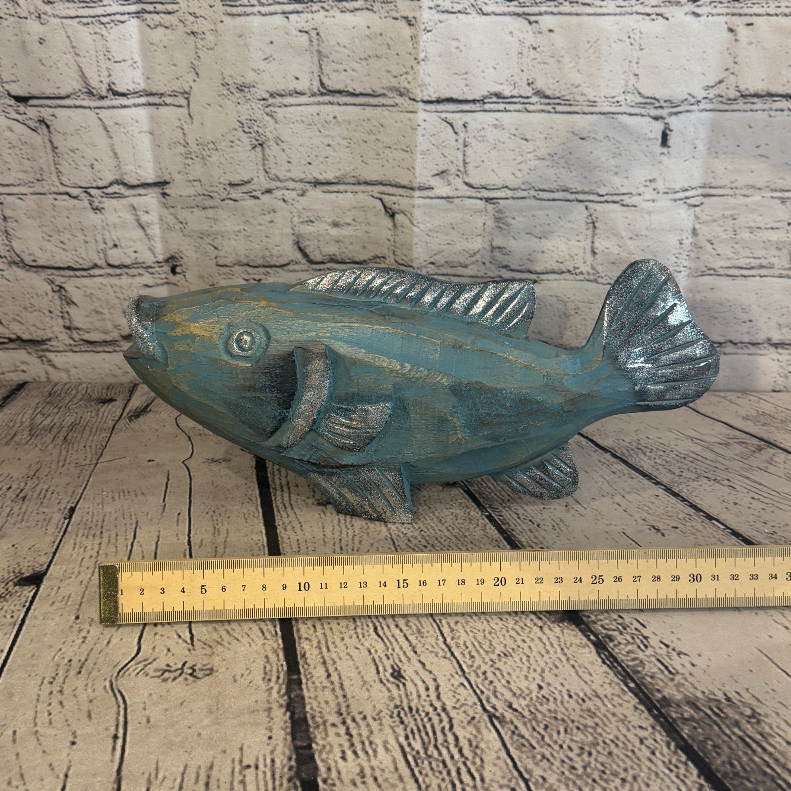 30cm x 15cm Trout Silver Blue Fish Wood Coastal Ocean Bathroom Decoration6