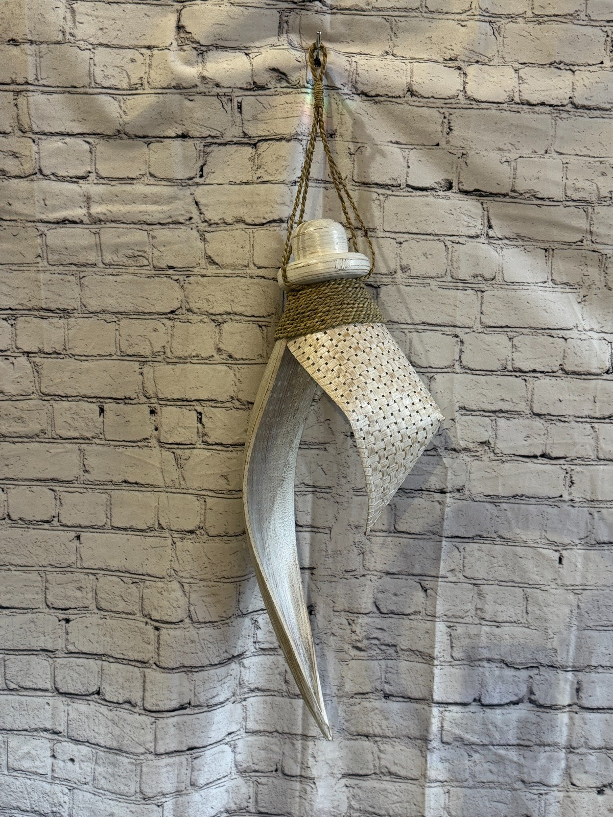 65cm x 25cm White Leaf Rattan Ceiling Pendant Light Shade Lampshade LED Bulb2