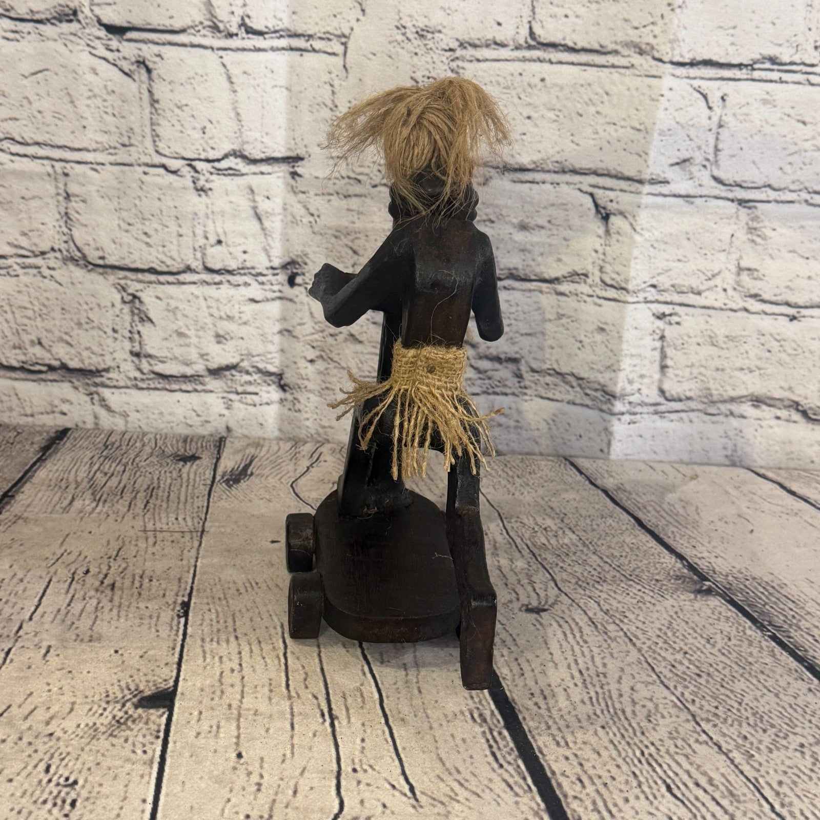 20cm Scooter Riding African Tribal Warrior Man Figure Statue Wood Hand Carved4