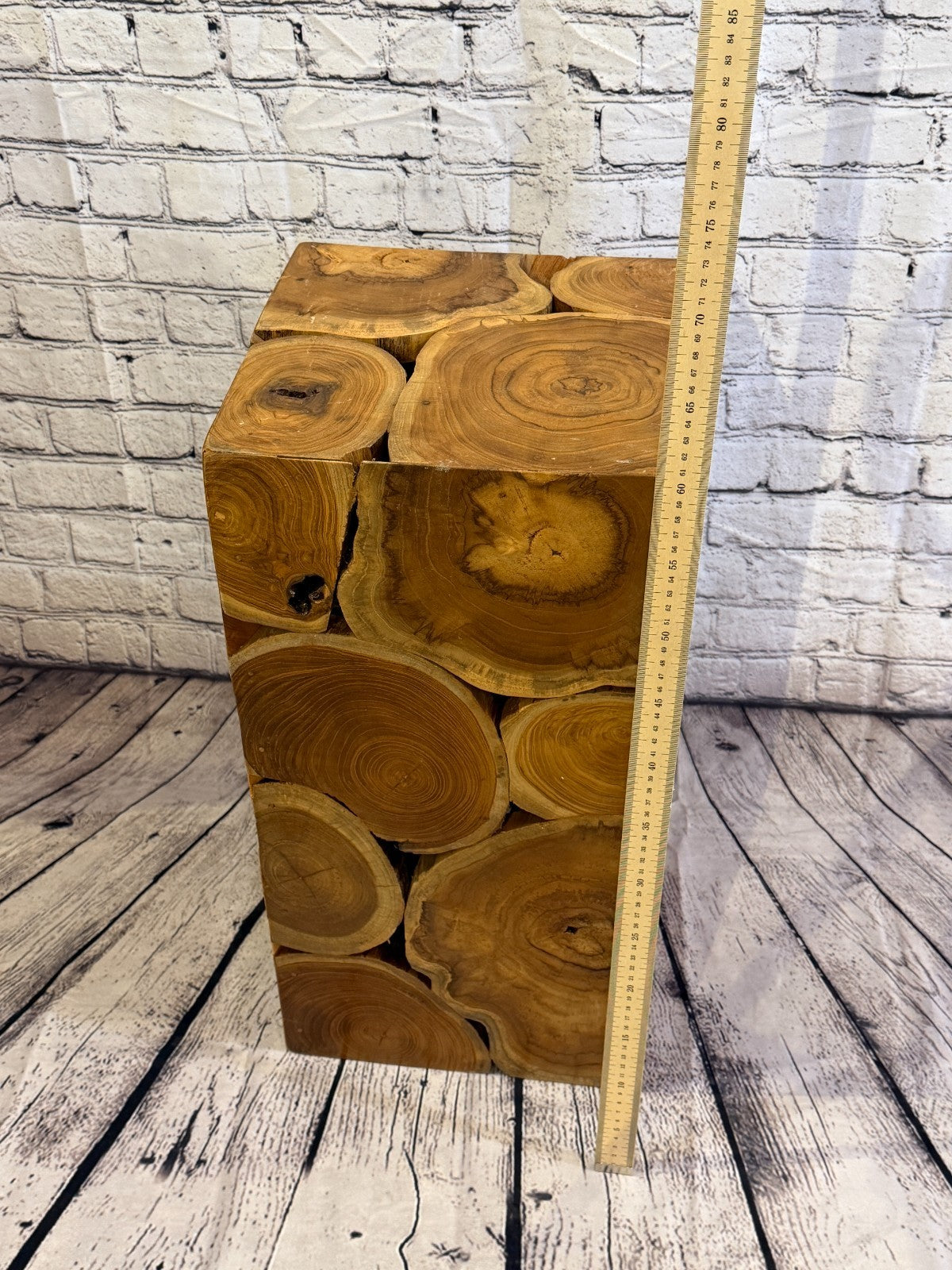 60cm x 30cm x 30cm Wooden Teak Wood Slice Cube Table Sculpture Root Ornament4