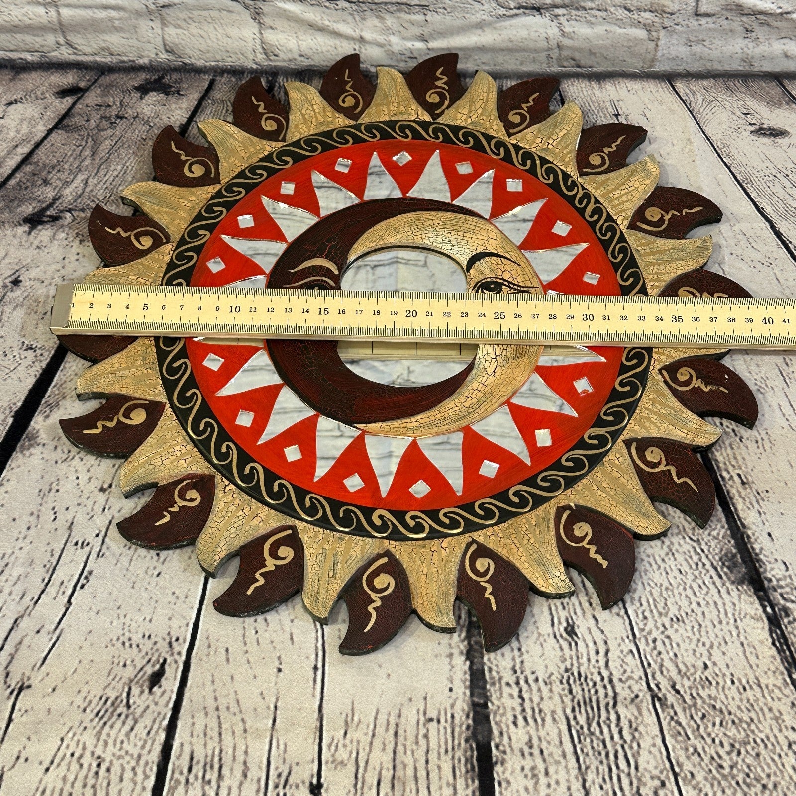 Red 2 Moon Mosaic Tile Wall Mirror 40cm x 40cm 16 Inches Handmade Fairtrade5