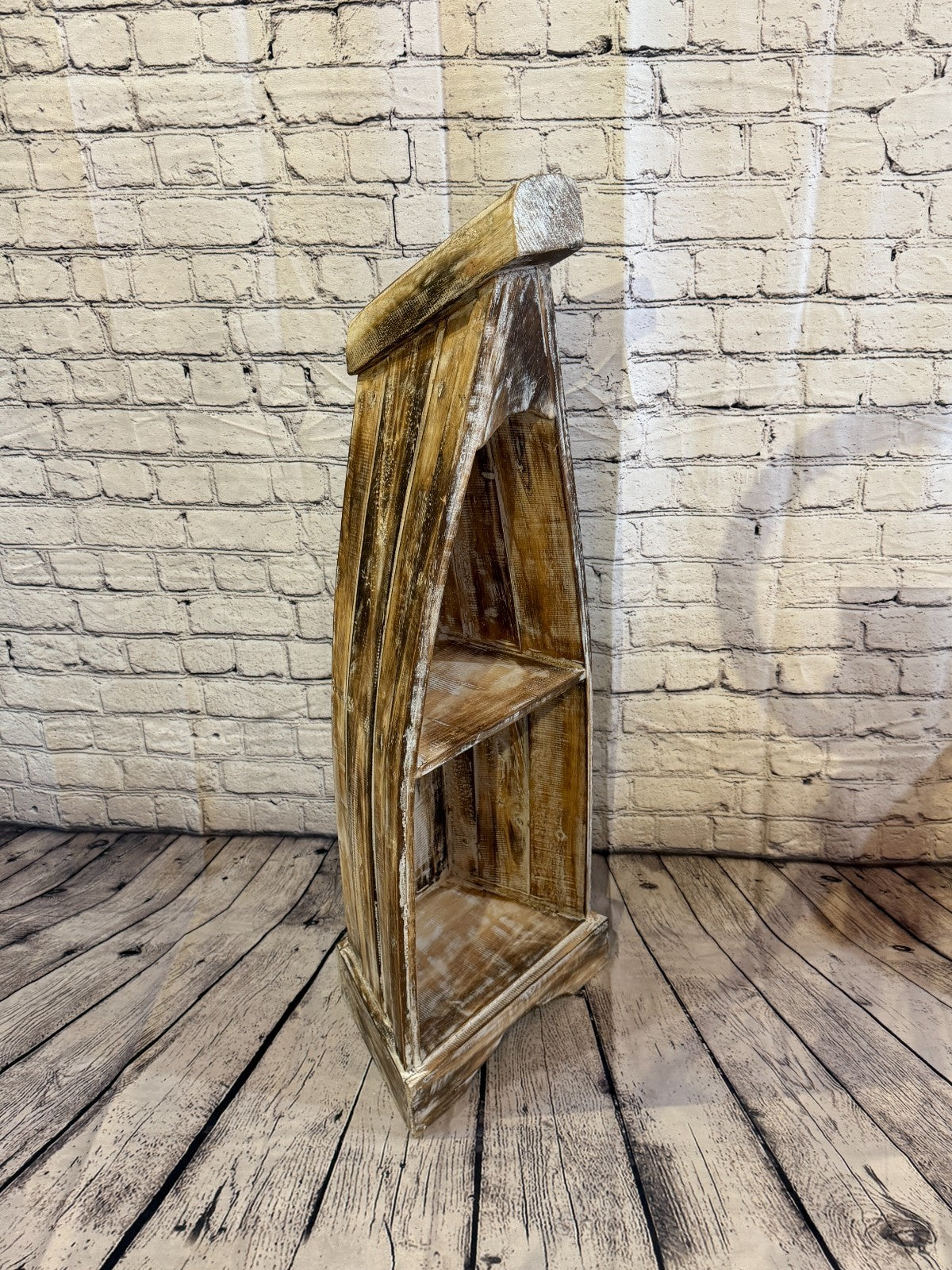 60cm x 30cm x 22cm Brown Boat Shelf Wooden Cabinet Living Hall Storage Furniture2