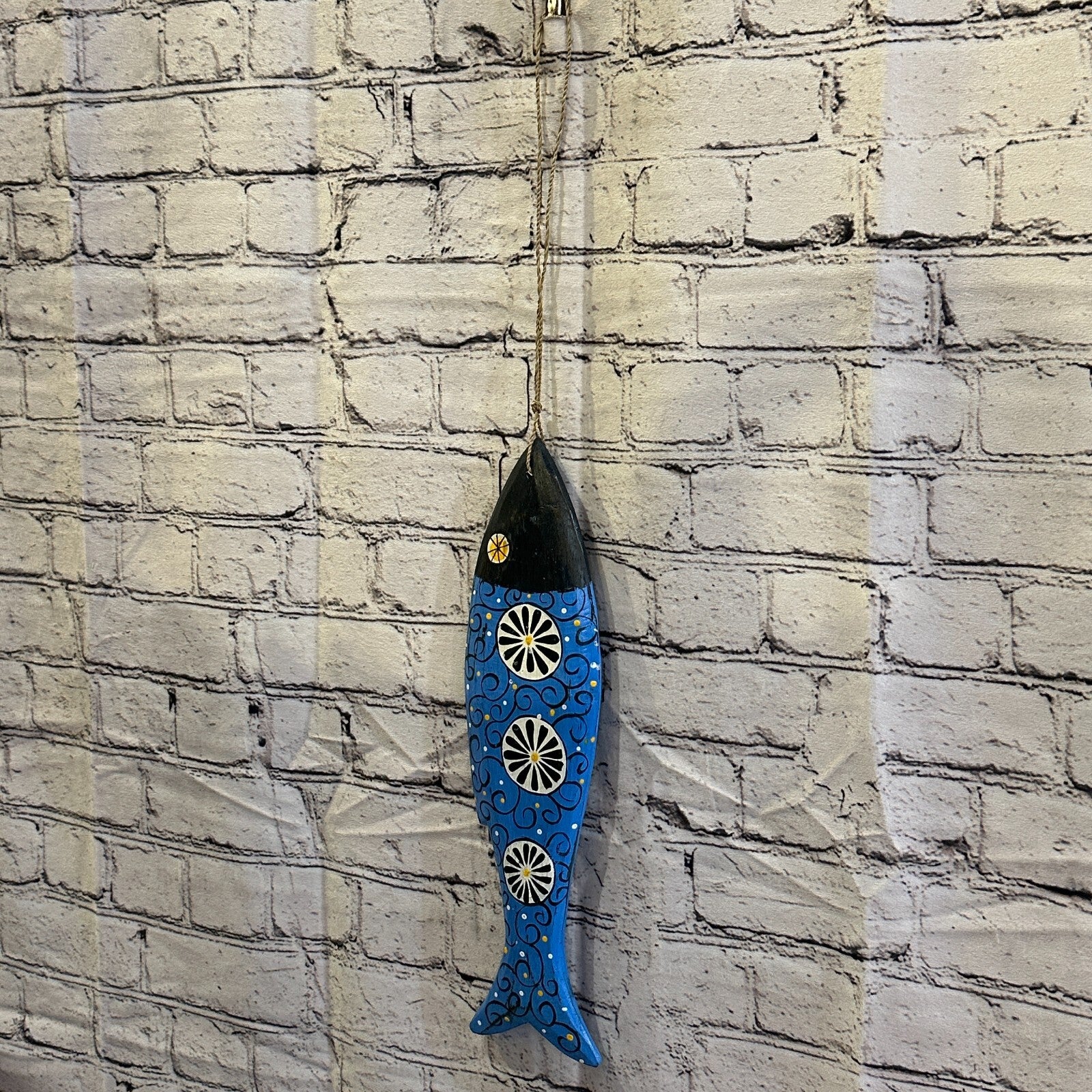 40cm Hanging Fish Hand Painted Fish Wooden Hanging Fish Coastal Decor Design 21