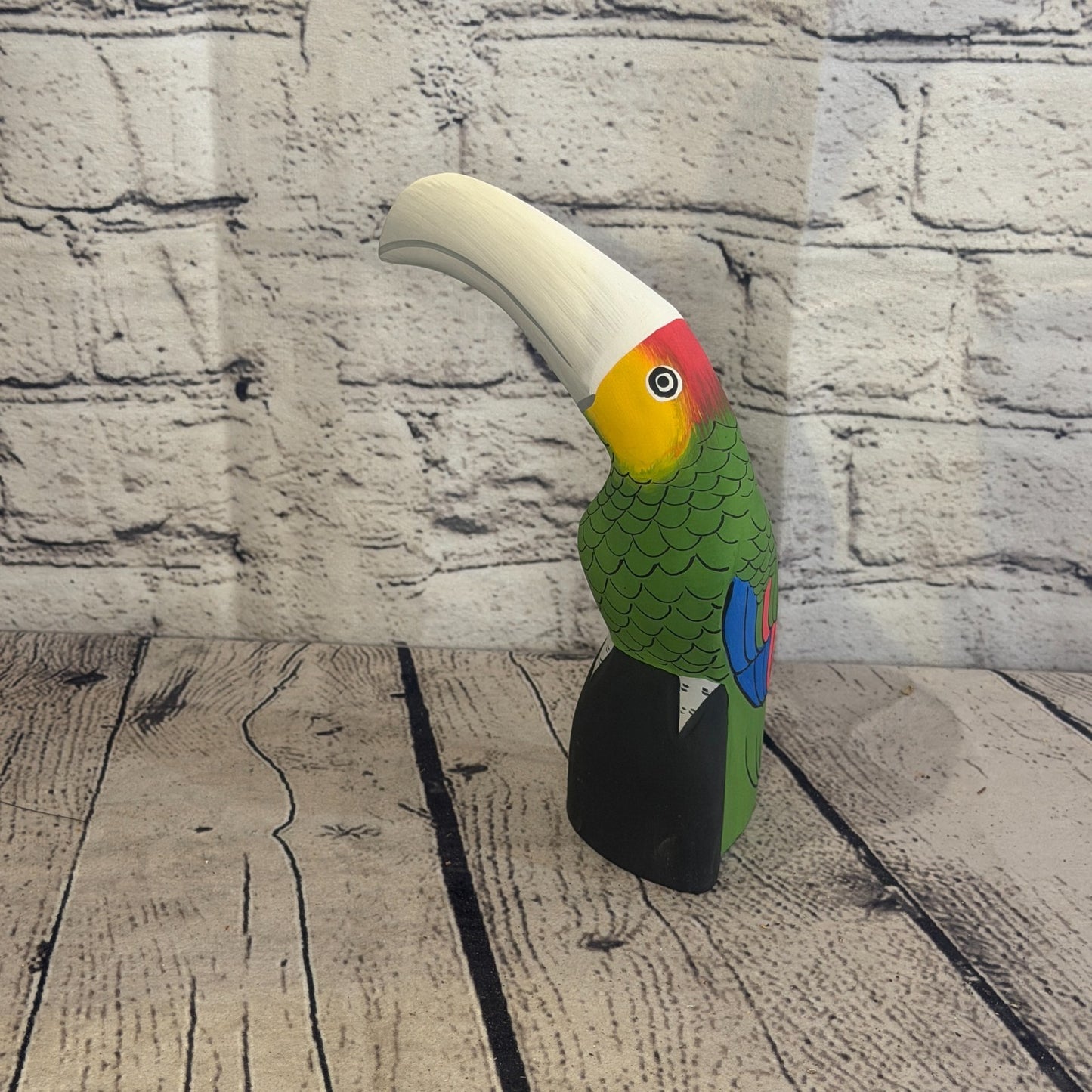 15cm Bright Green Toucan Bird Ornament Statue Fair Trade Hand Made Carved Wood3