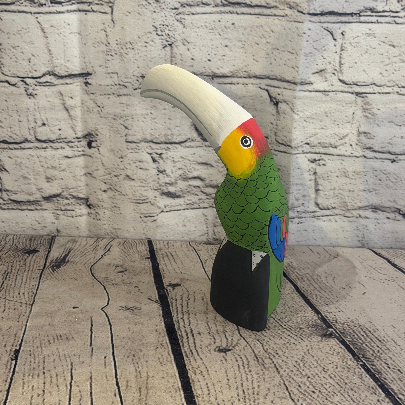 15cm Bright Green Toucan Bird Ornament Statue Fair Trade Hand Made Carved Wood3