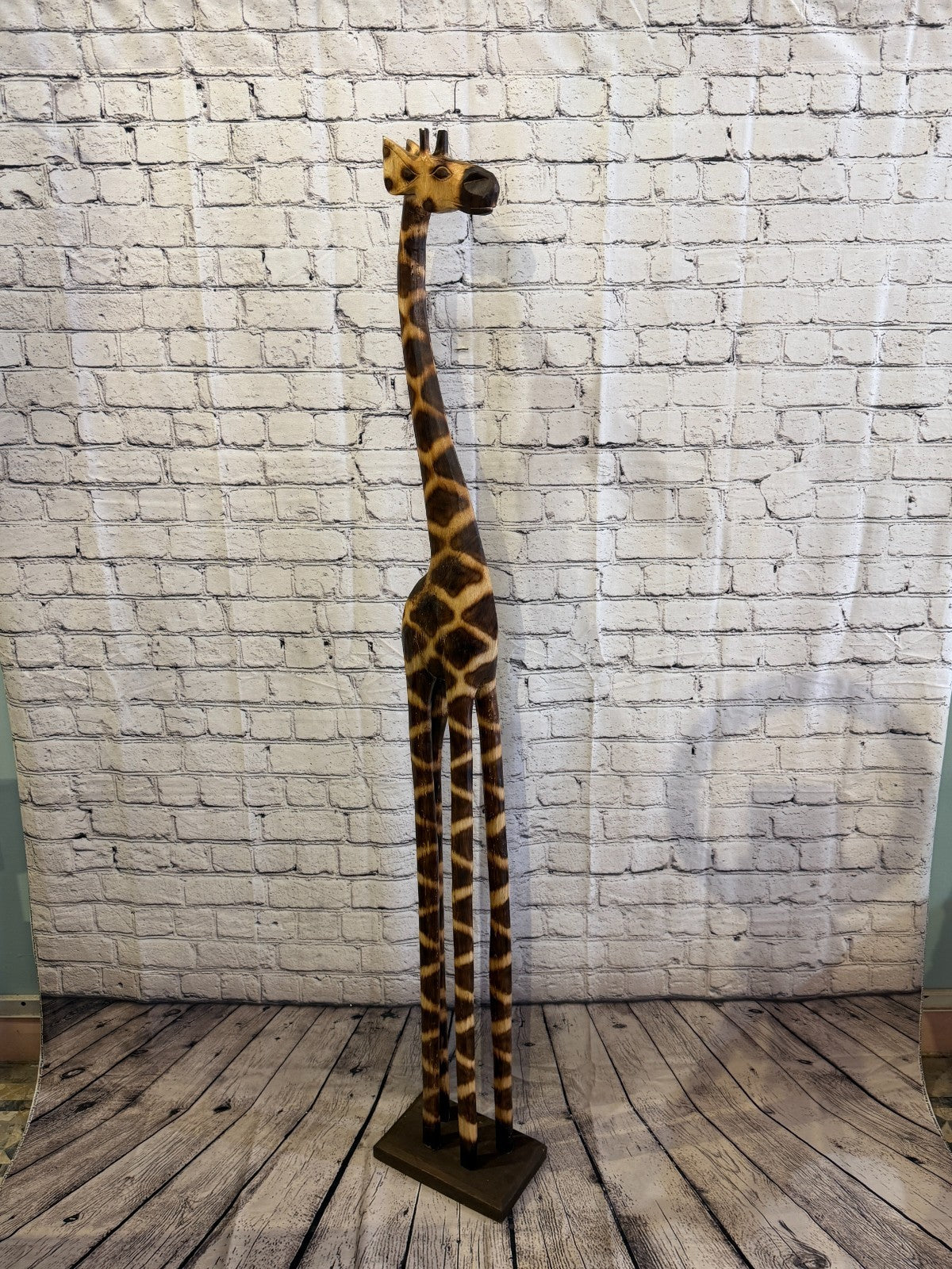 180cm Burnt Wooden Giraffe Standing Single Carved Solid Wood Giraffe Handmade2