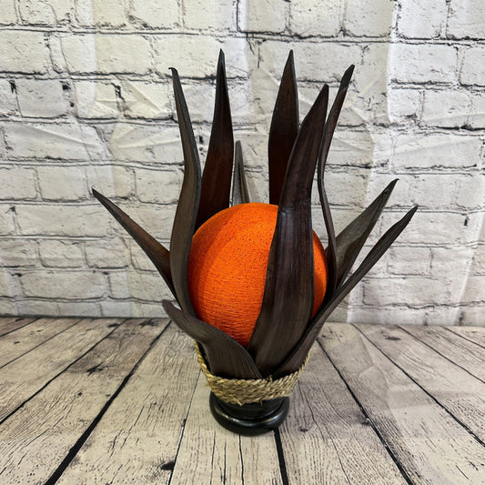 Orange Brown Leaf Natural 45cm Tall Leaf Lamp Twist LED UK Mains Plug Design 60