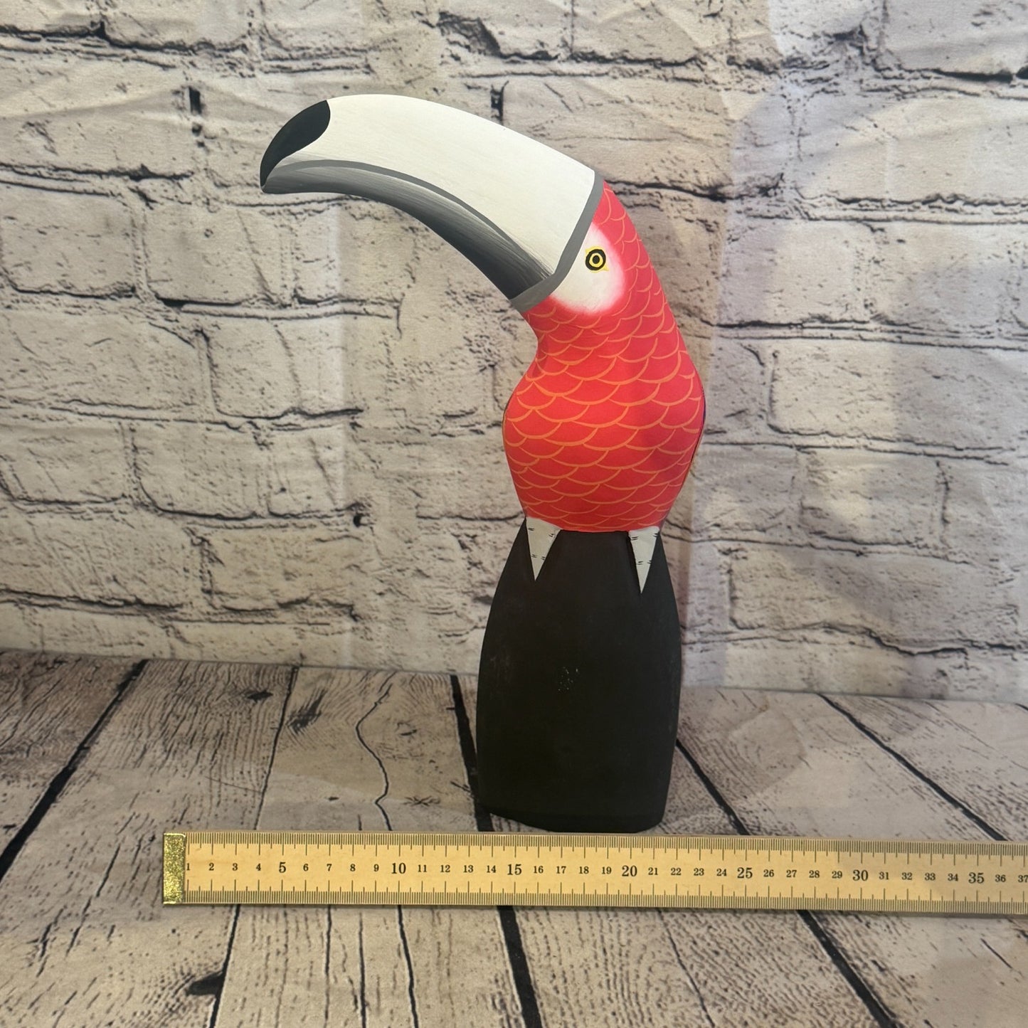 30cm Bright Red Toucan Bird Ornament Statue Fair Trade Hand Made Carved Wood6