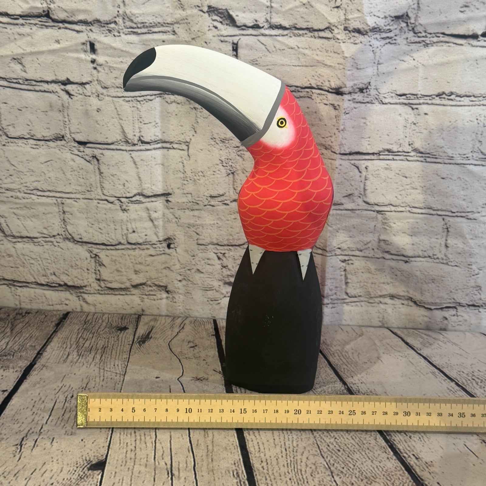 30cm Bright Red Toucan Bird Ornament Statue Fair Trade Hand Made Carved Wood6