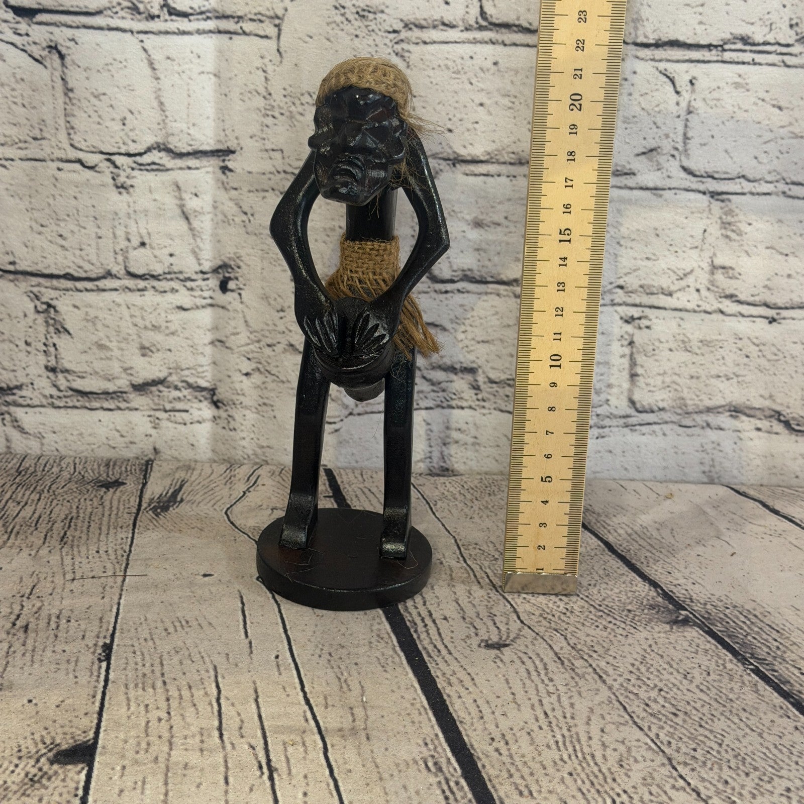20cm Standing Drummer African Tribal Warrior Man Figure Statue Wood Hand Carved5