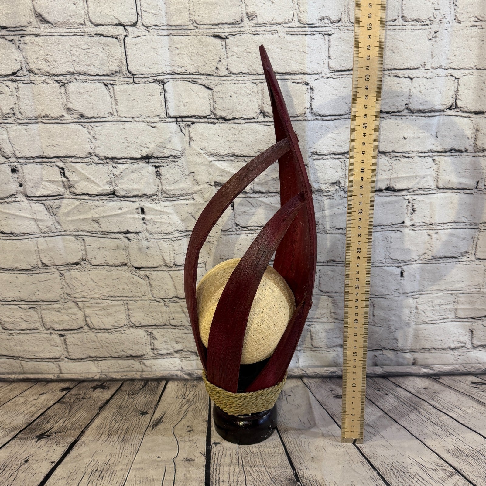 White Light Red Natural 55cm Tall Leaf Lamp Twist LED UK Mains Plug Design 35