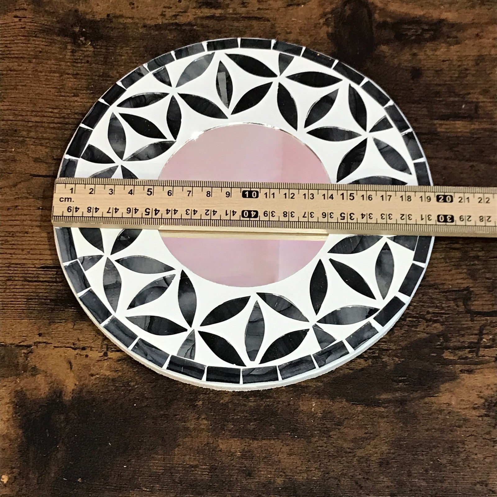 Black Flower Mosaic Tile Wall Mirror 20cm x 20cm 8 Inches Handmade New3