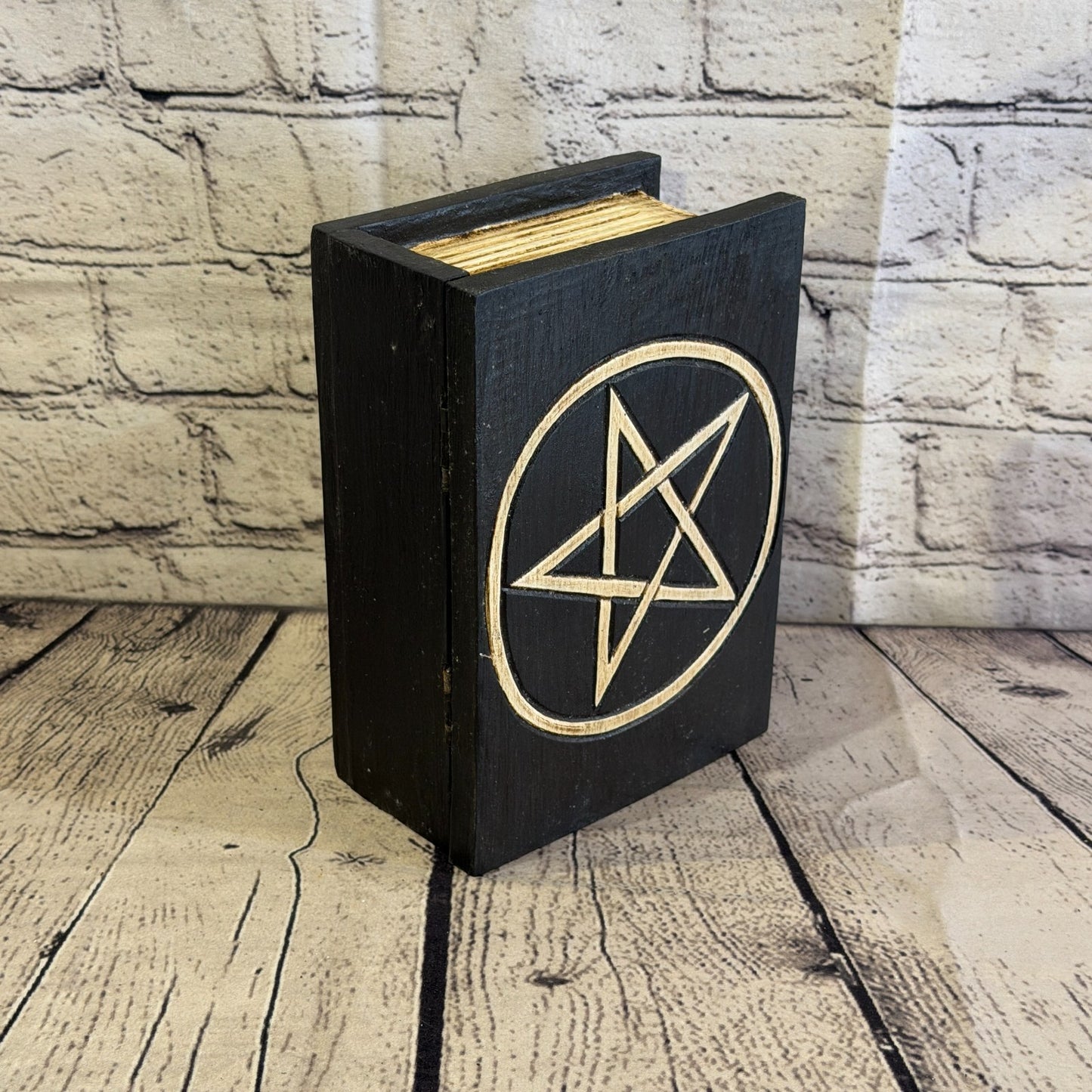 20cm x 12cm x 8cm Book Wood Gothic Pentagram Skull Coffin Jewellery Trinket Box2