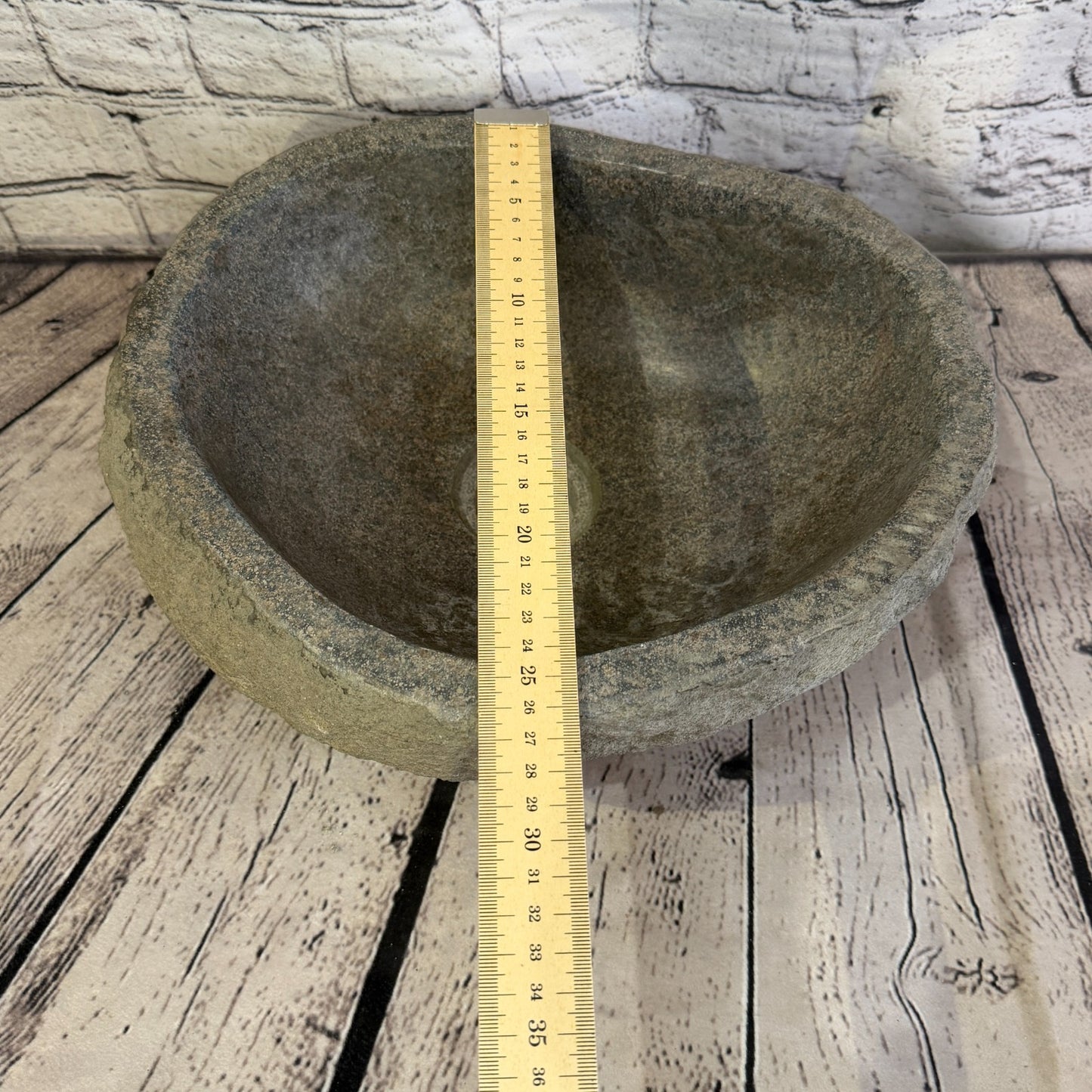 31cm x 27cm Wash Basin Bathroom Counter Top Washing River Stone Bowl Sink No 348