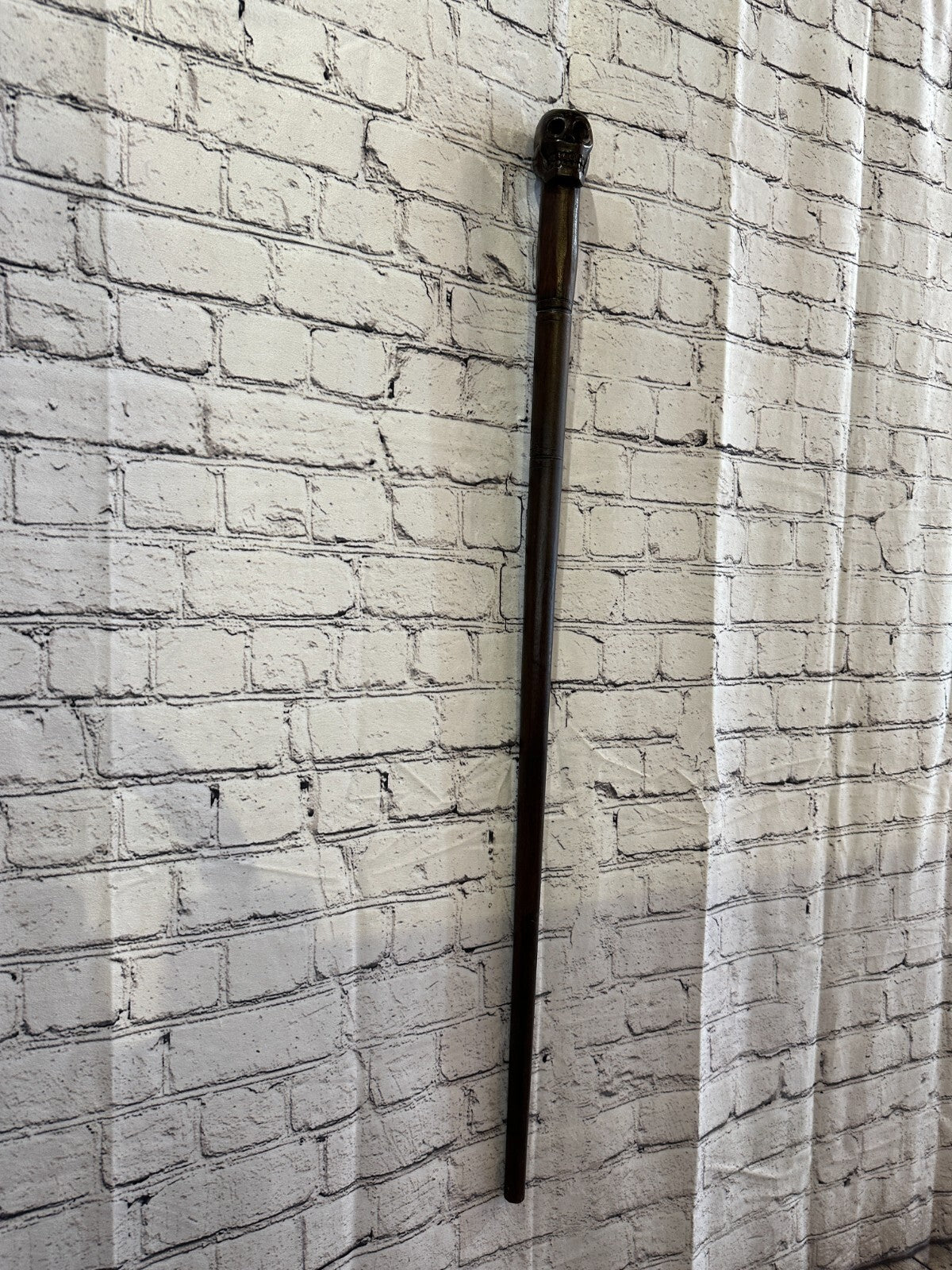 Skull Head 90cm Tribal African Walking Stick Cane Hand Carved Dark Wood1